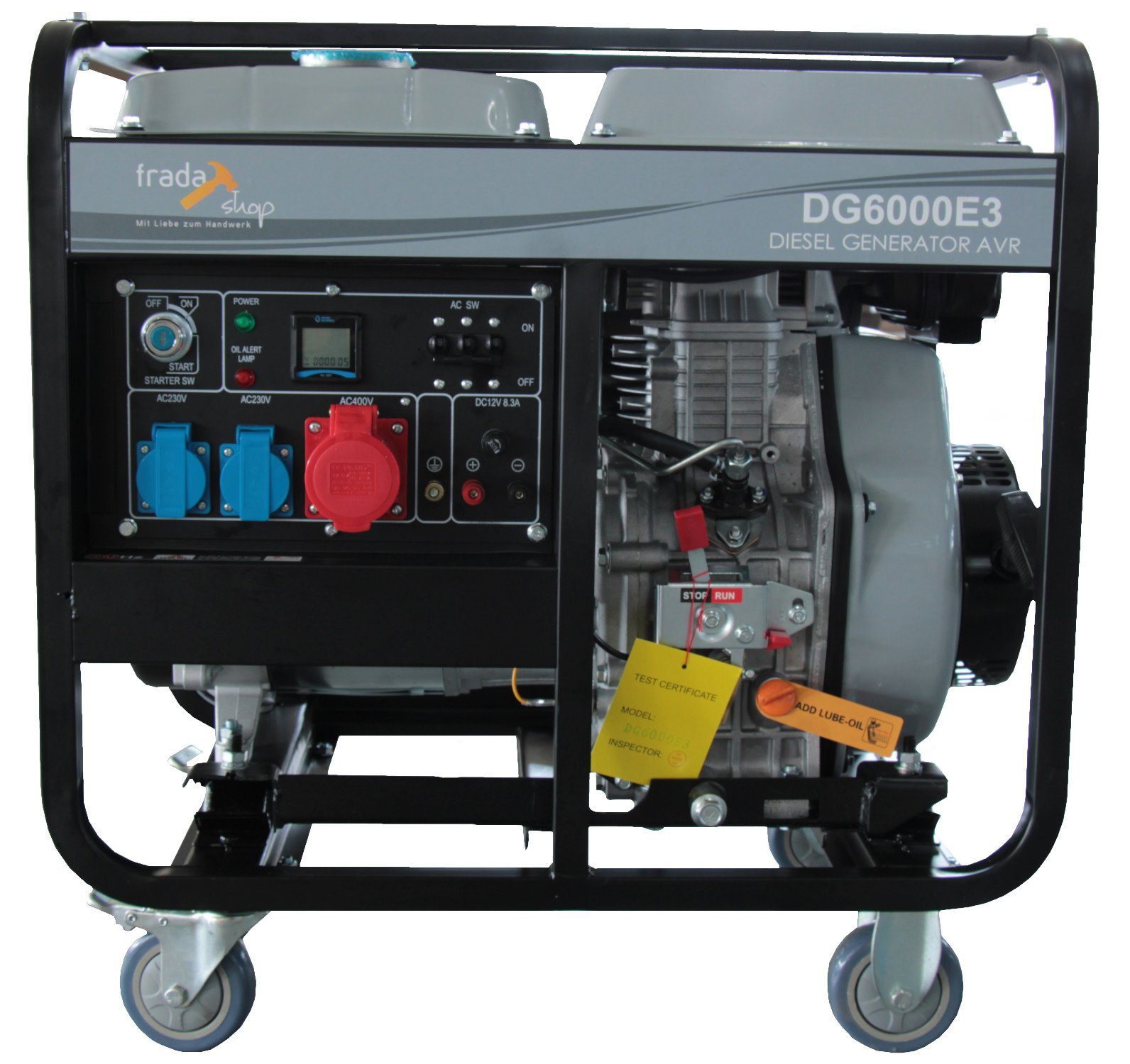 fradashop DG6000E3 Stromerzeuger Diesel AVR 6kVA Generator