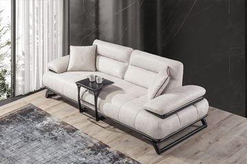 JVmoebel Wohnzimmer-Set Modern Möbel Grau Sofagarnitur 3+3+1 Sitzer Beistelltisch Sofort, (4-St., x2 Sofa 3-Sitzer/Sessel), Made in Europa