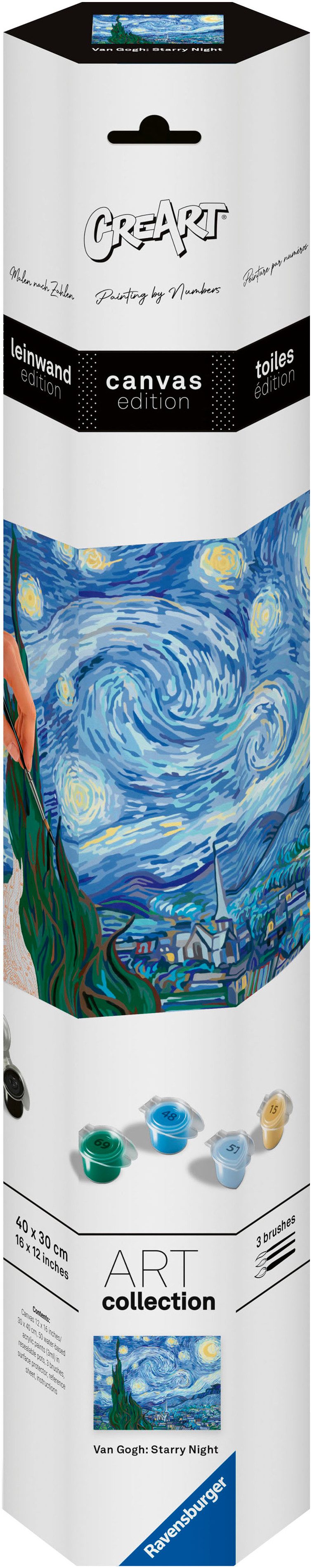 Ravensburger Раскрась по номерам CreArt, Leinwand ART Collection: Sternennacht (Van Gogh), Made in Europe