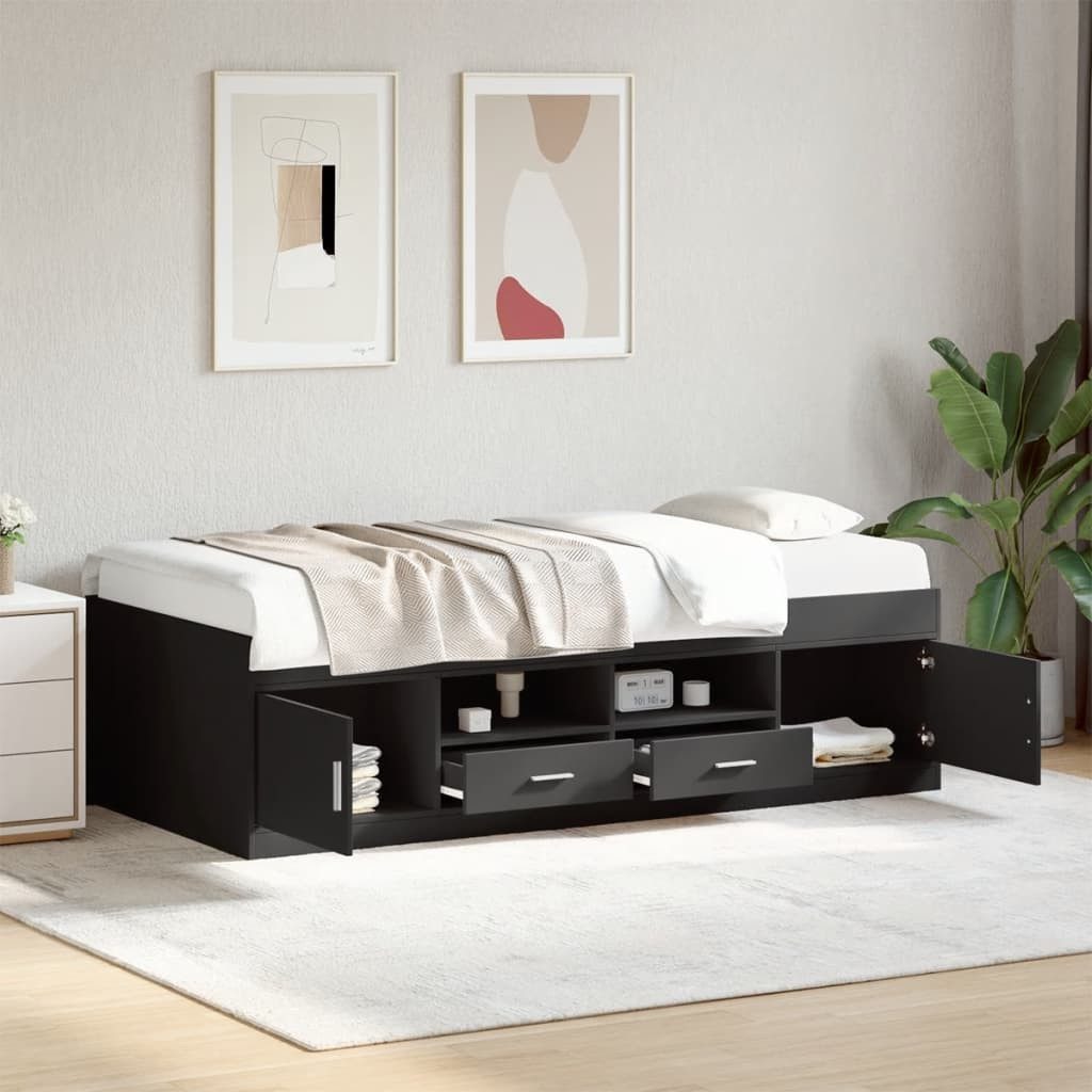 vidaXL Bett, Tagesbett mit Schubladen Schwarz günstig online kaufen