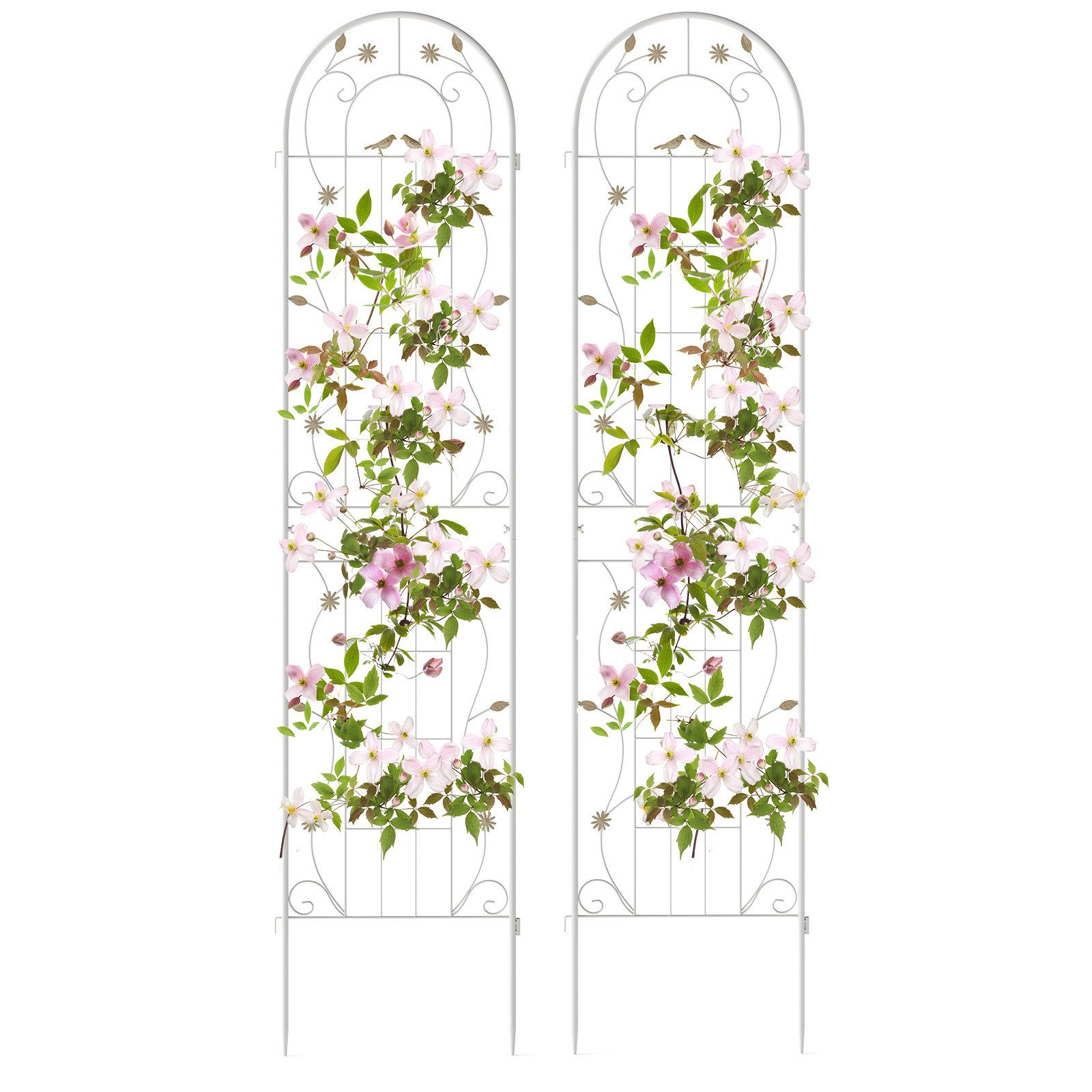 COSTWAY Gartenzaun, für Kletterpflanzen, Metall, 220x50 cm, 2 Zaunelemente