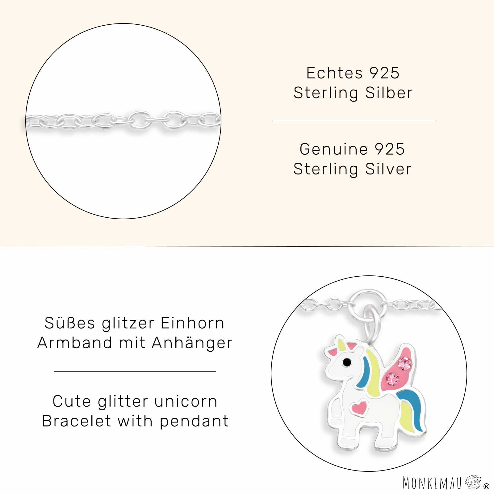 Silberarmband aus Silber Anhänger mit Monkimau 925 Armkette (Packung) Einhorn
