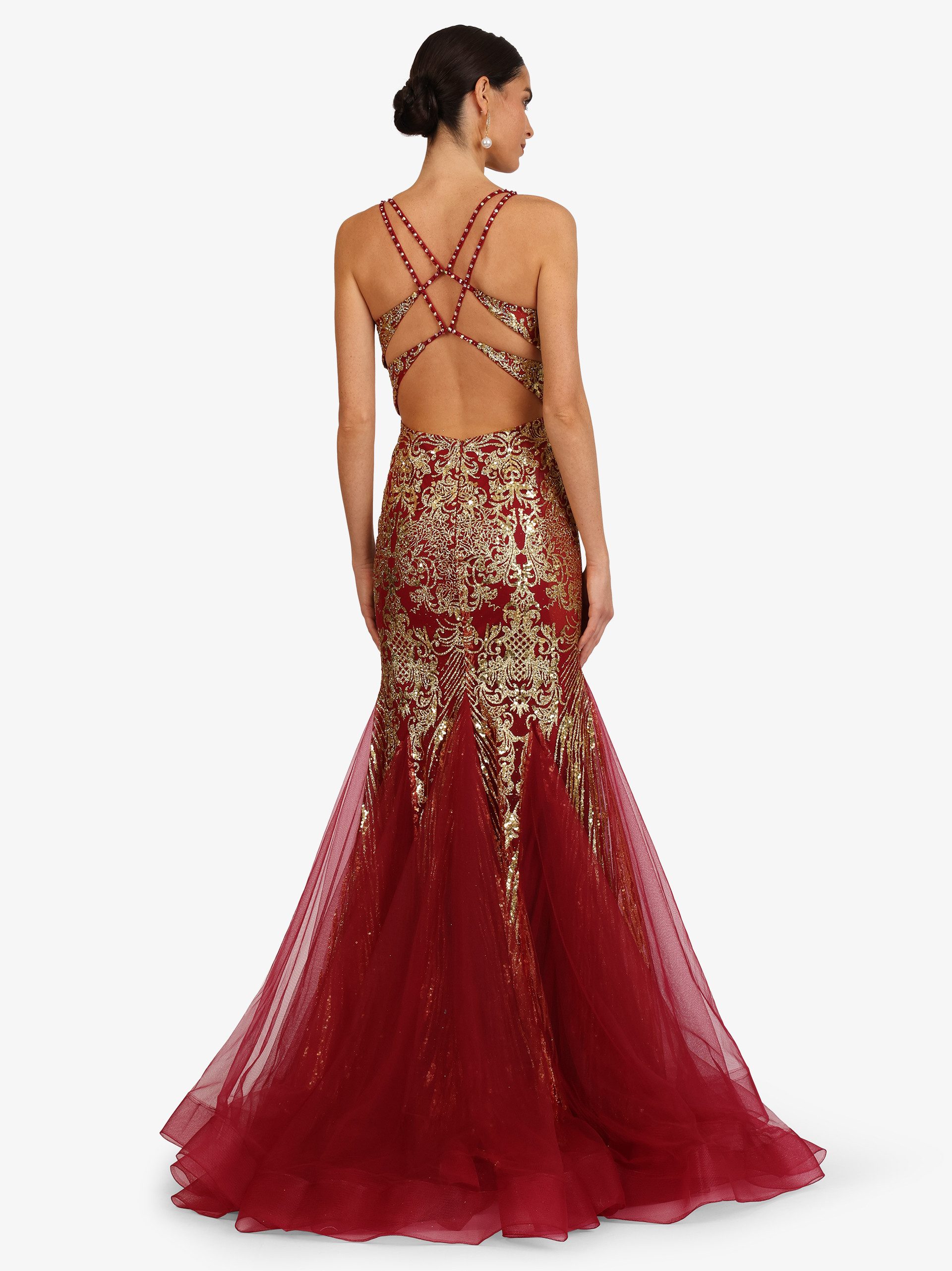 Kraimod Abendkleid mit V-Ausschnitt und Tüllsaum