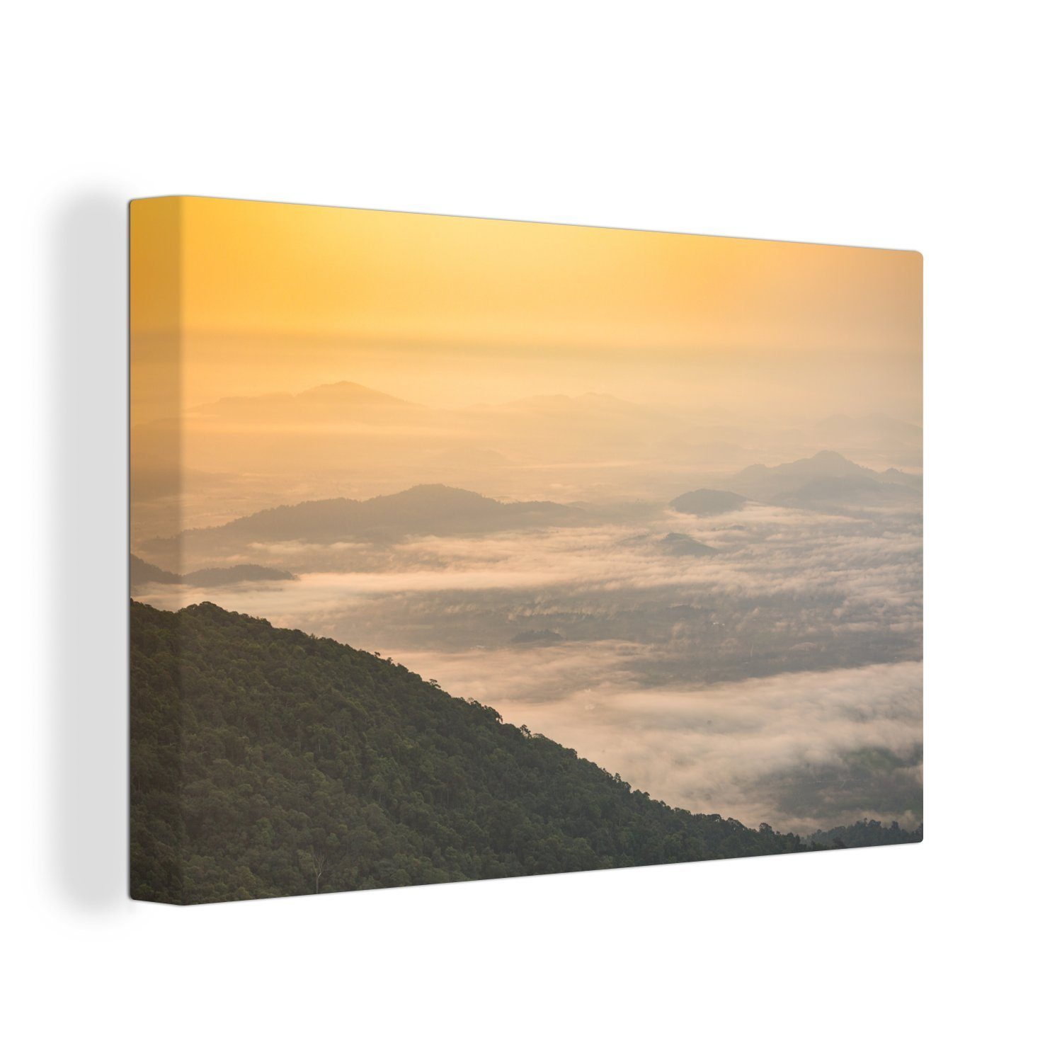 OneMillionCanvasses® Leinwandbild Gelber Himmel über dem thailändischen Nationalpark Khao Khitchakut, (1 St), Wandbild Leinwandbilder, Aufhängefertig, Wanddeko, 30x20 cm