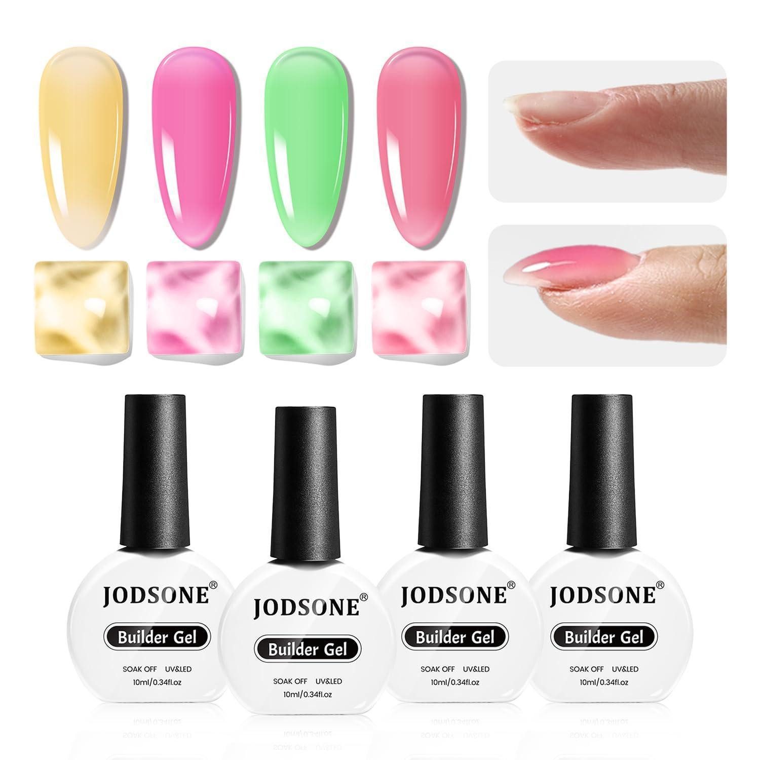 LuxusKollektion UV-Gel Builder Gel Set 4x10ml Farbset Grün Gelb Lila Rosenrot