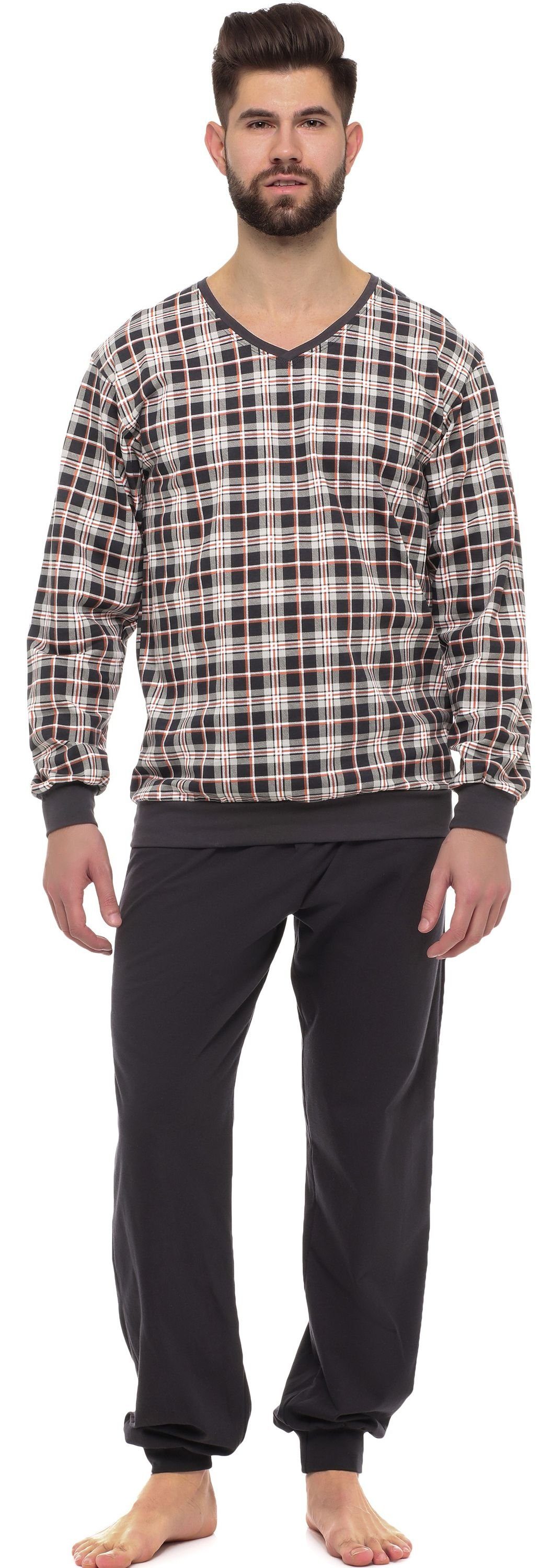 Timone Schlafanzug Herren Schlafanzug Lang mit Bündchen Baumwolle Nightwear Set TI30-107