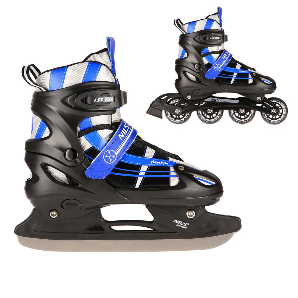 NILS EXTREME Inlineskates Kinderinliner Rollschuhe Schlittschuhe, (Spar-Set, 2-St., 35-38), 2-in-1, größenverstellbar, ABEC 7, Aluschiene