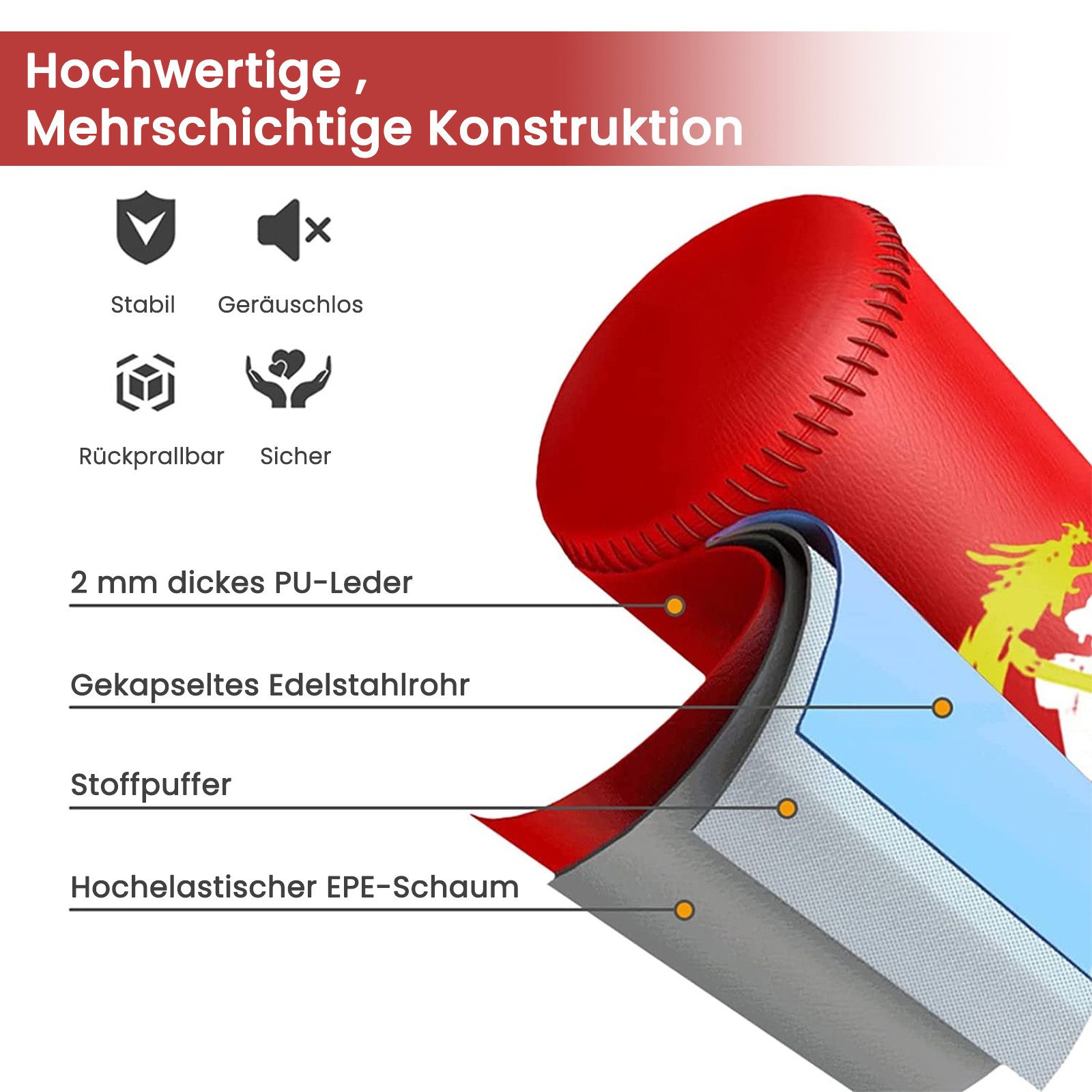Dripex Boxsack Erwachsene Standboxsack Punchingsäcke mit Saugfuß, Stoß/Geräuschdämpfung, Reißfest, schnelles Abprallen