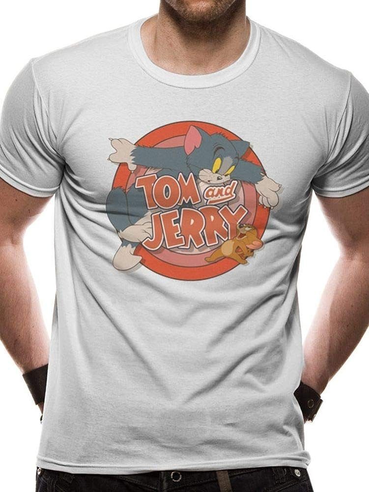 Warner Bros. T-Shirt TOM and JERRY T-Shirt weiß Logo Herrengrößen M L XL XXL | T-Shirts
