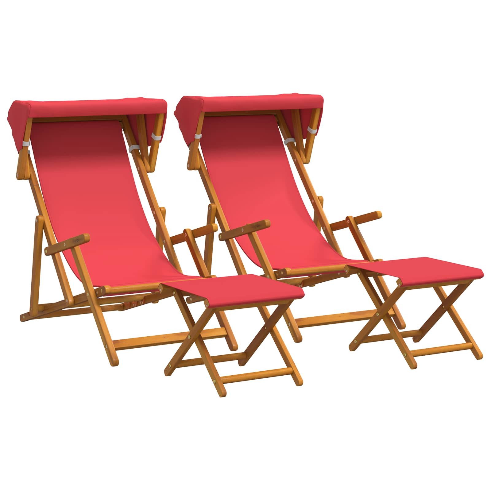 vidaXL Gartenliege Liegestuhl 4 pcs 3 Position Massives Eukalyptus Holz Rot, 4 St.