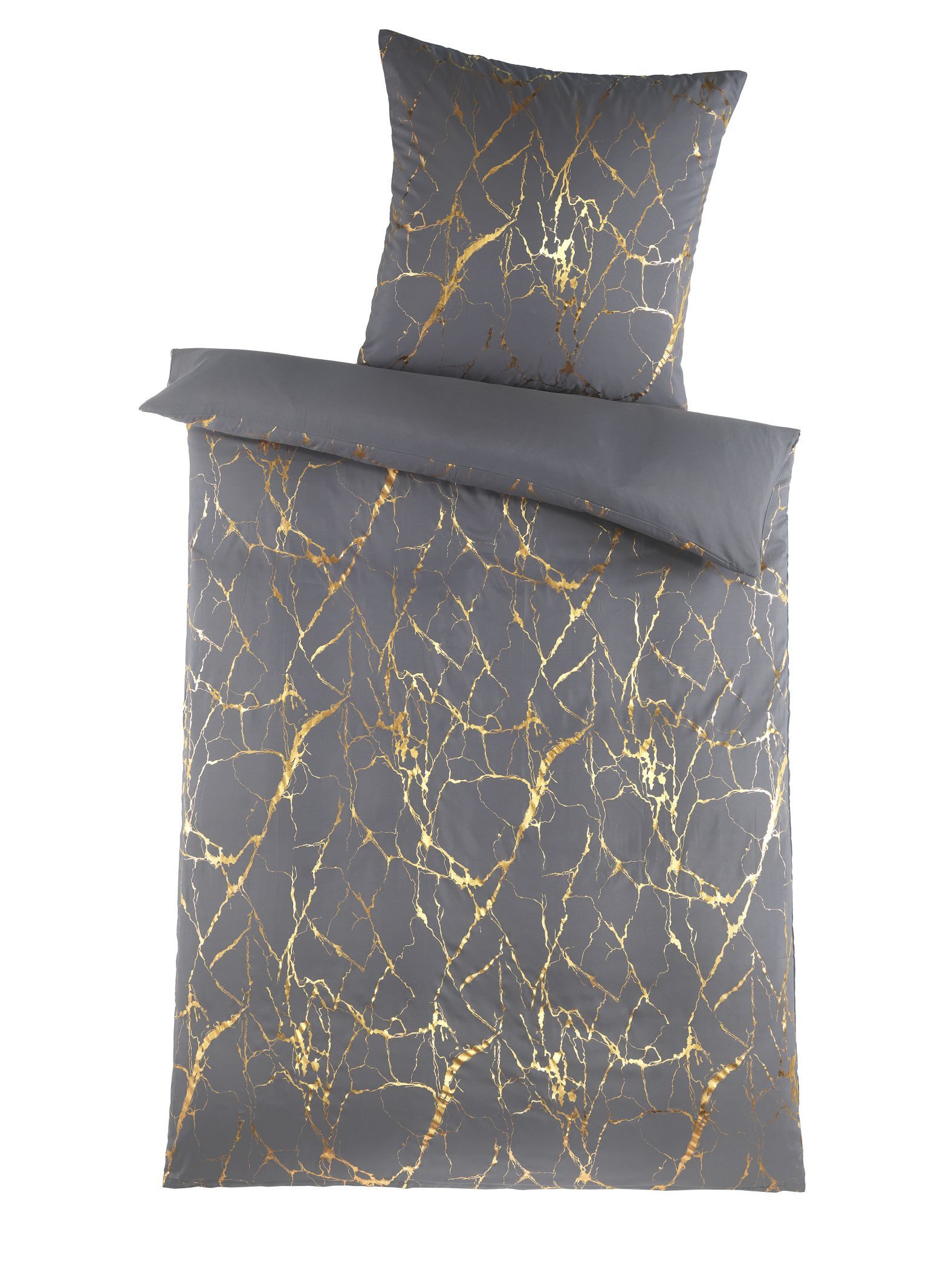 stofftraum Bettwäsche Set Mikrofaser 135x200 Design metallic print Marble G günstig online kaufen
