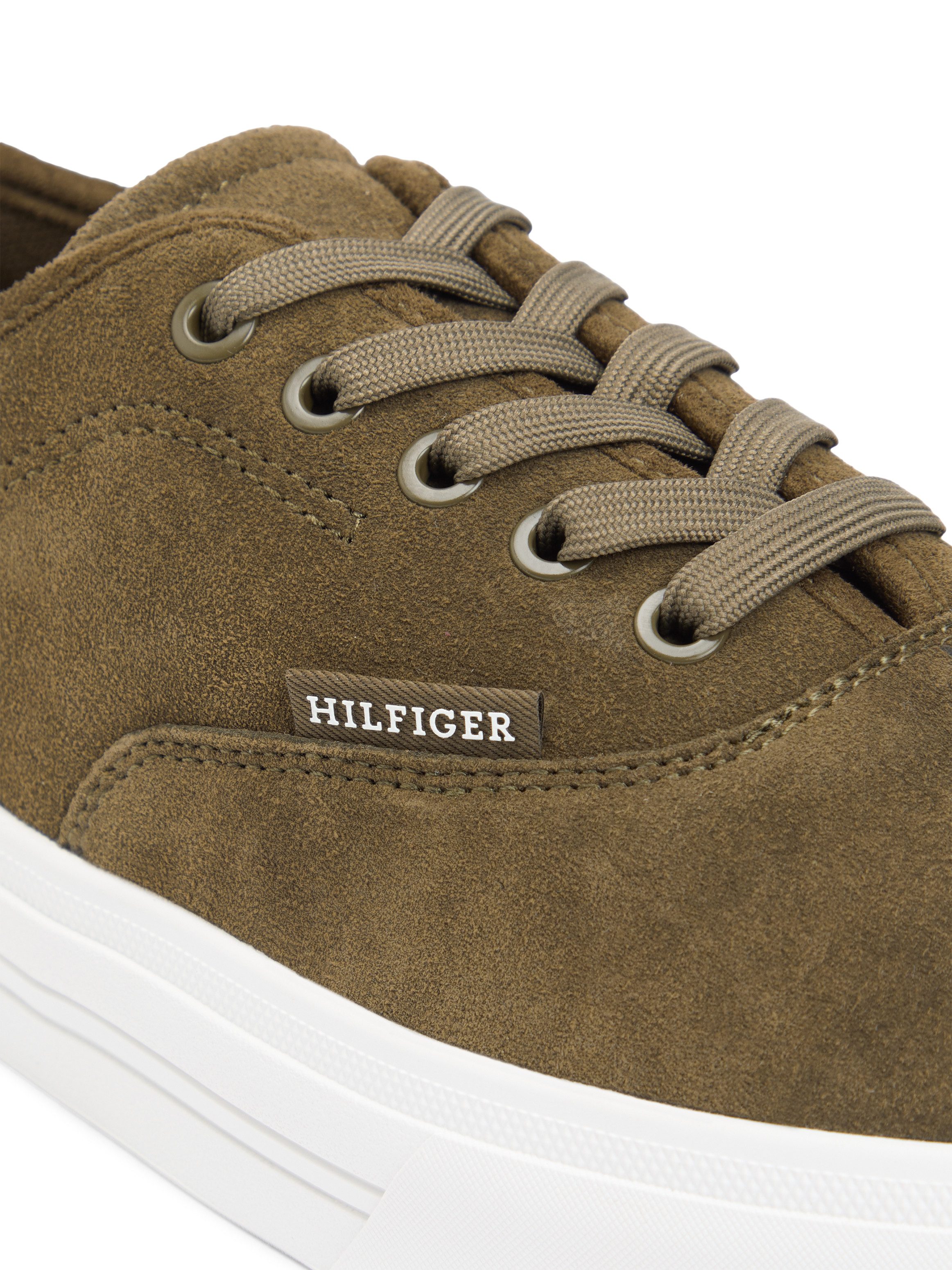 Tommy Hilfiger TH VULC CUP SUEDE Sneaker Freizeitschuh, Halbschuh, Schnürschuh mit honigfarbener Plateausohle