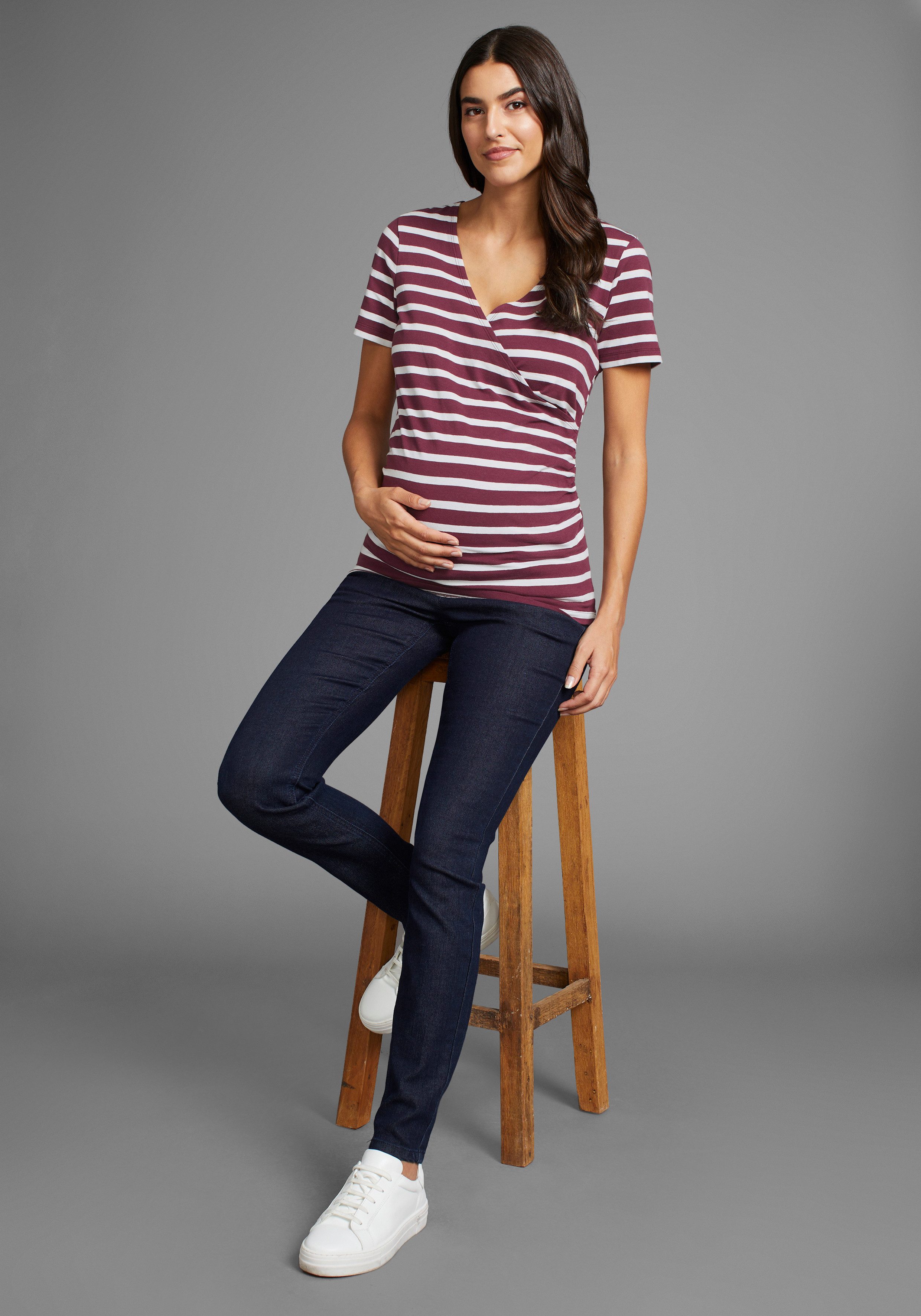 Nine-month maternity shirt, 2-pack T-shirts for pregnancy and breastfeeding (pack, 2-piece, 2), for comfortable breastfeeding