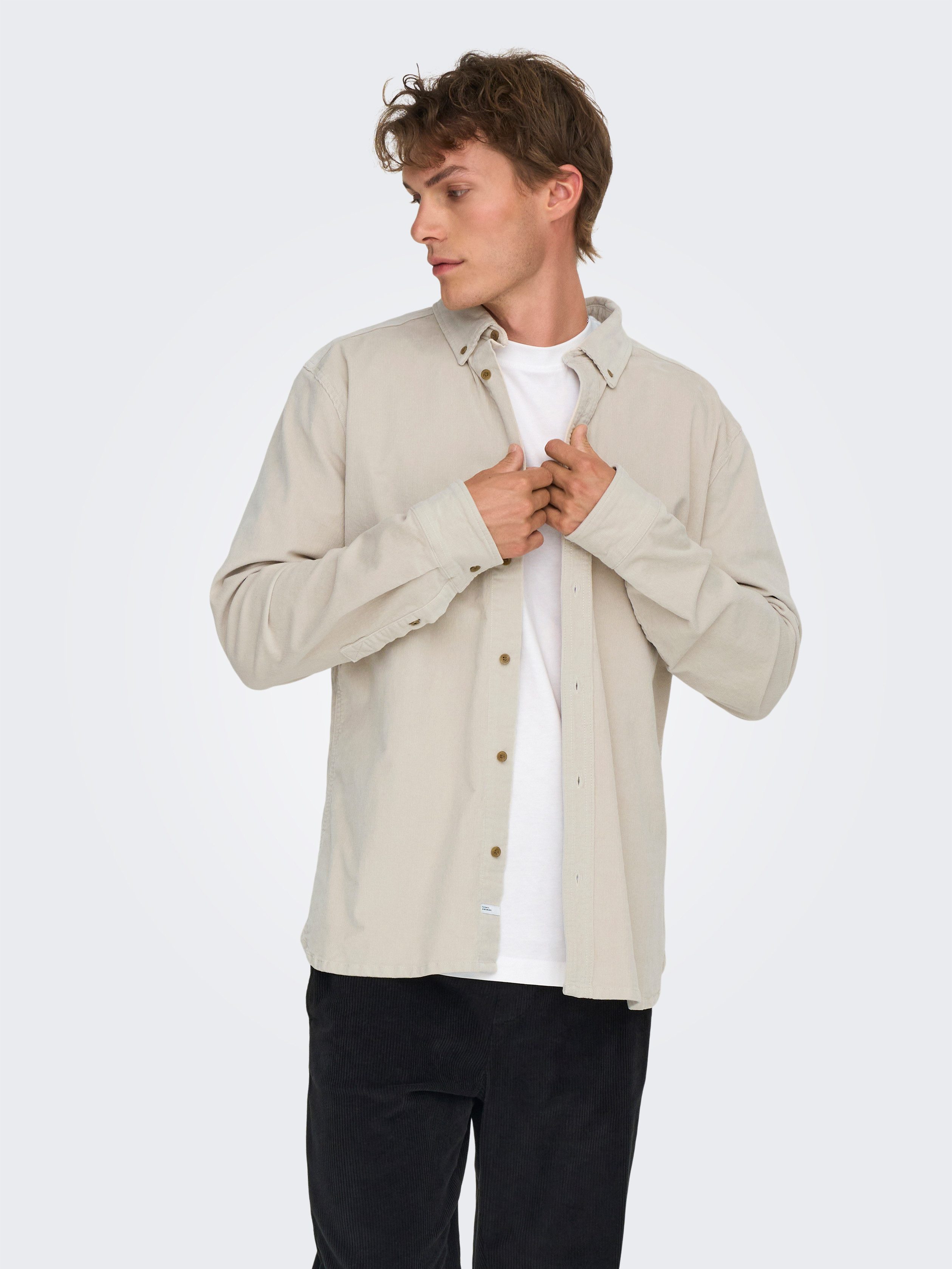 ONLY & SONS Langarmhemd ONSMICHAEL 18W REG CORD STRETCH LS NOOS Baumwollmischung, regular fit, Cord