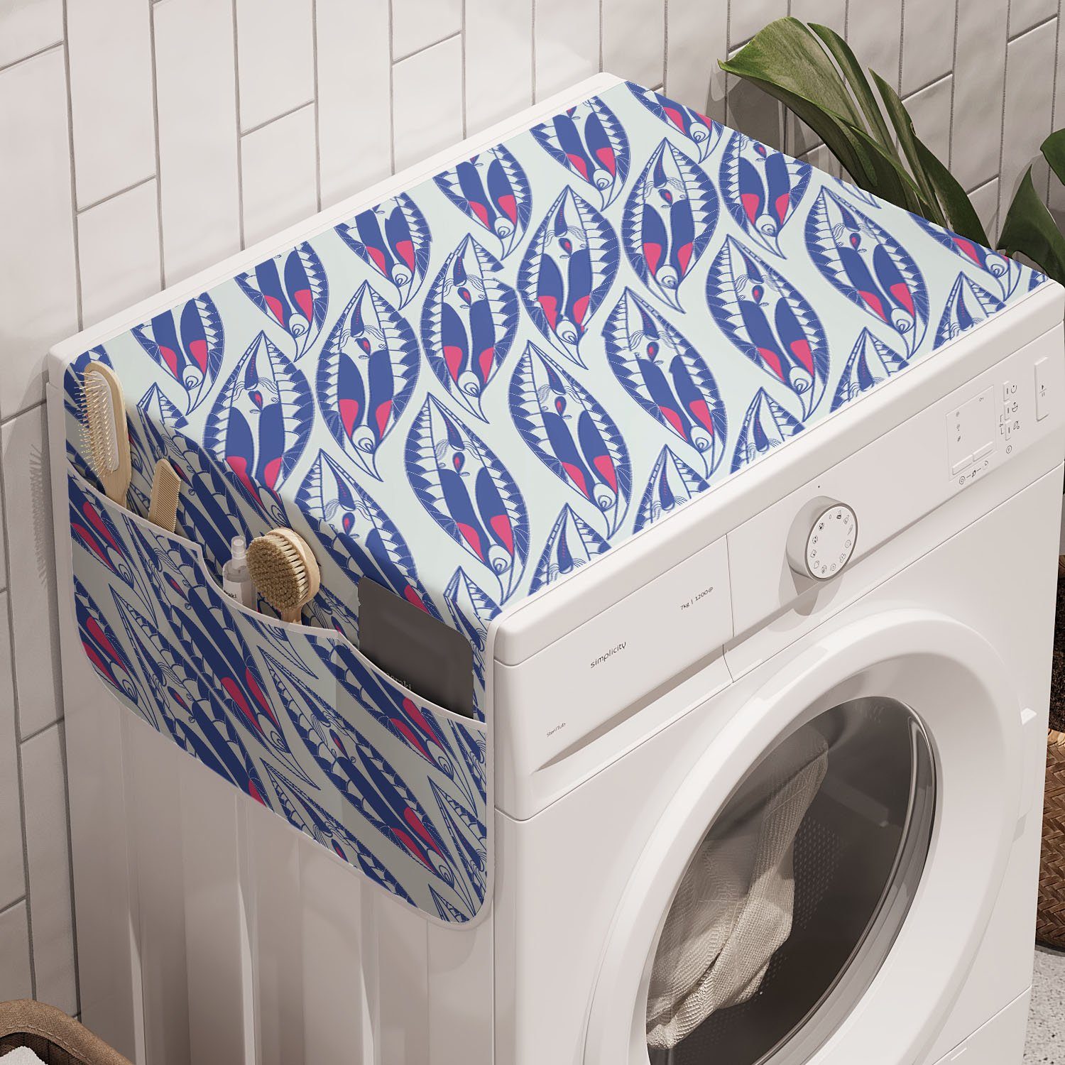 Trockner, und Waschmaschine Native Anti-Rutsch-Stoffabdeckung Badorganizer Abakuhaus Abstrakt Motive American für