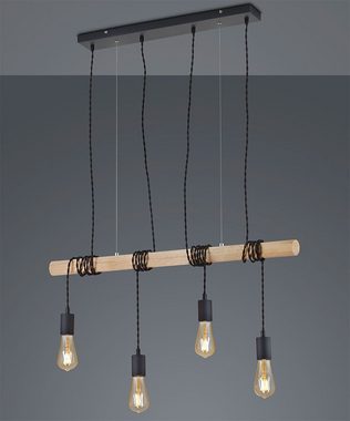 etc-shop LED Pendelleuchte, Leuchtmittel inklusive, Warmweiß, Farbwechsel, Retro Decken Pendel Lampe FERNBEDIENUNG Holz Balken Leuchte