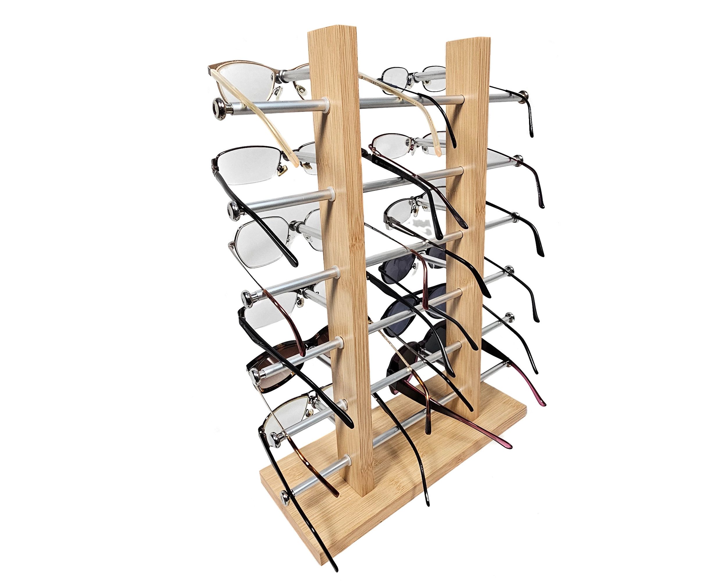 Yudu Brillenetui Brillenständer Brillenpräsenter Brillenhalter Holz für 12 Brillen – Bild 5 von 5