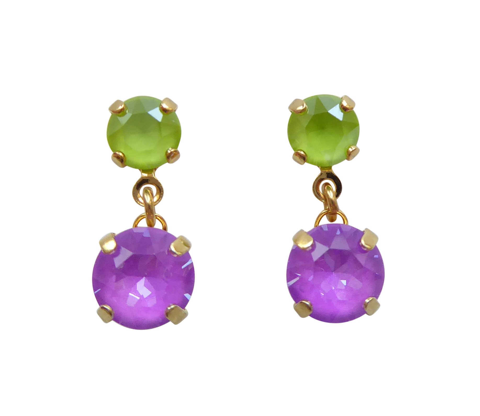 Mugello Paar Ohrstecker Joy limette-lila vergoldet knallig neon bunt Eyecatcher, Handgefertigter Modeschmuck, made in Germany