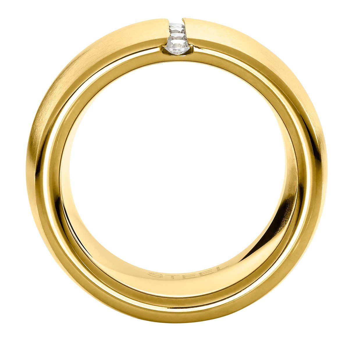 Heideman Fingerring Lines (Ring, 1-tlg., goldfarben inkl. mit Geschenkverpackung), Steinen