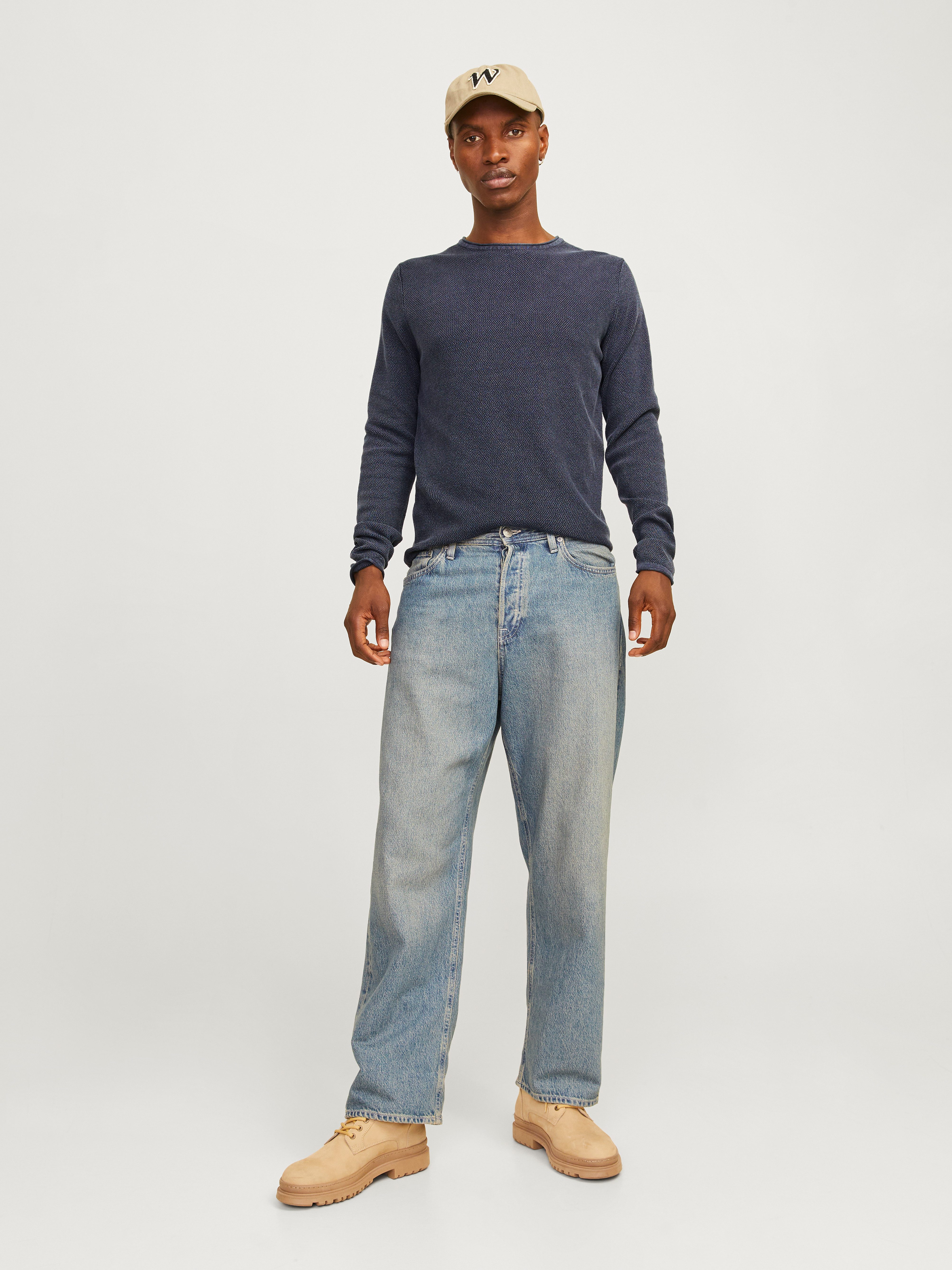 Jack & Jones Rundhalspullover JJDEAN KNIT CREW NECK AW24 in gewaschener Optik