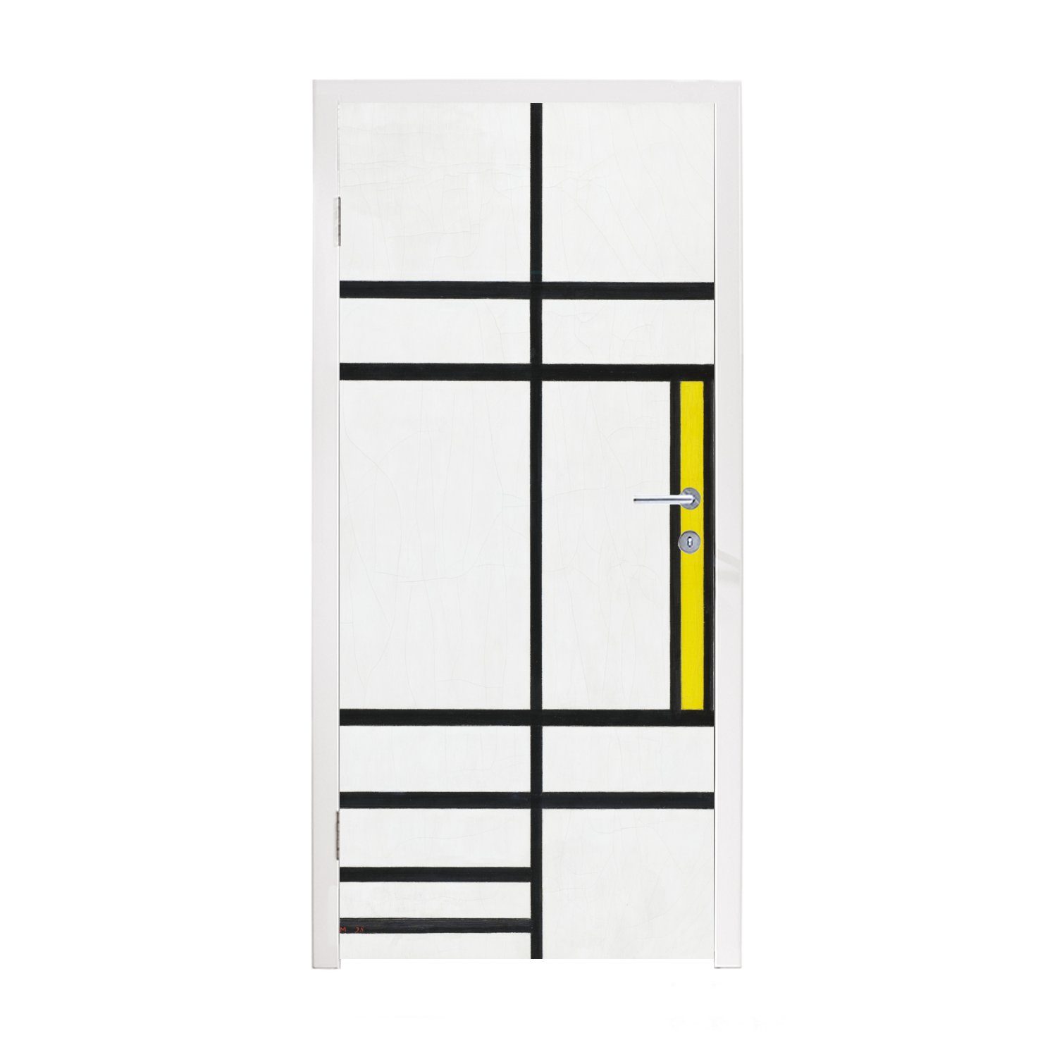 MuchoWow Türtapete Komposition in Weiß, Rot und Gelb - Piet Mondrian, Matt, bedruckt, (1 St), Fototapete für Tür, Türaufkleber, 75x205 cm