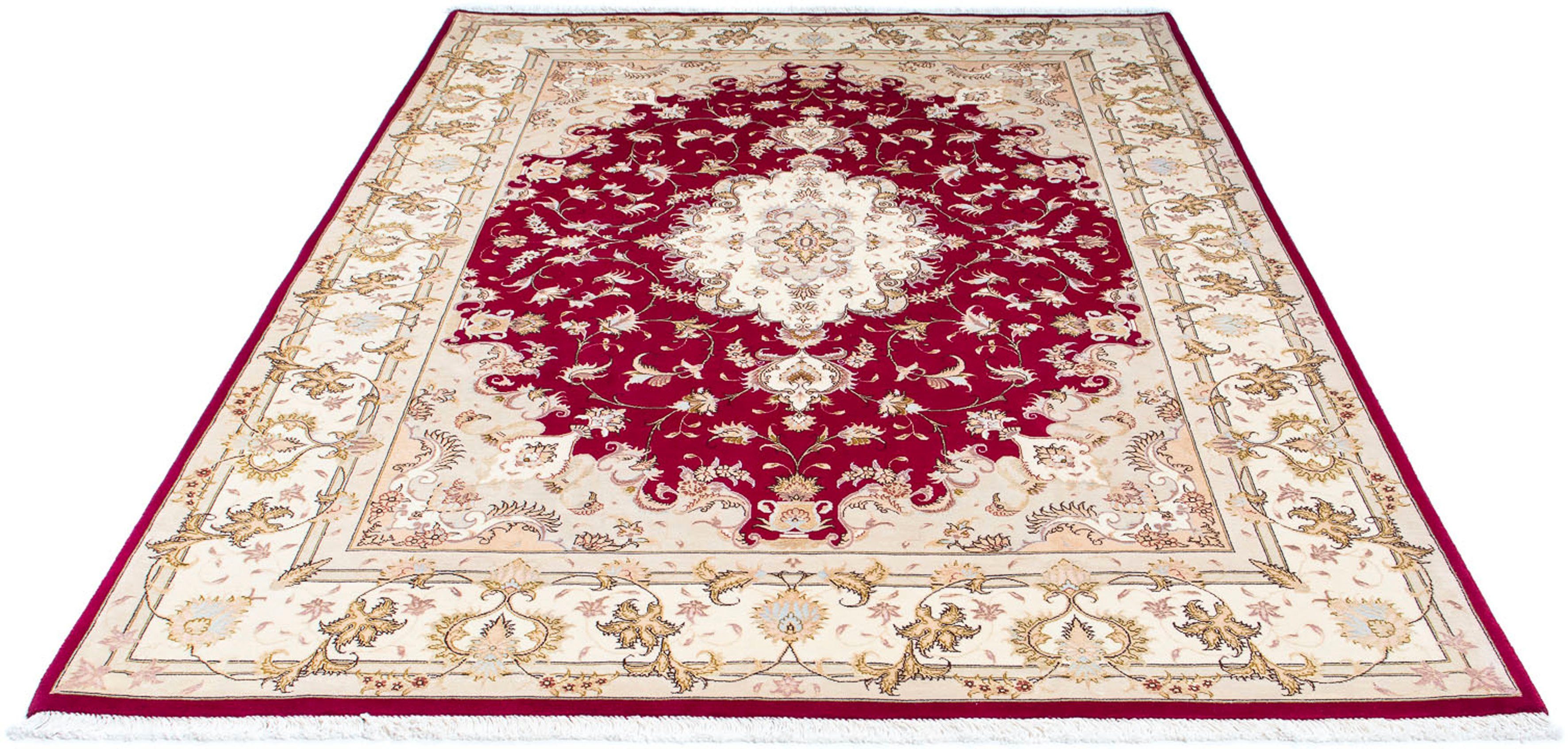 Orientteppich Perser - Täbriz - Royal - 247 x 171 cm - rot, morgenland, rechteckig, Höhe: 7 mm, Wohnzimmer, Handgeknüpft, Einzelstück mit Zertifikat