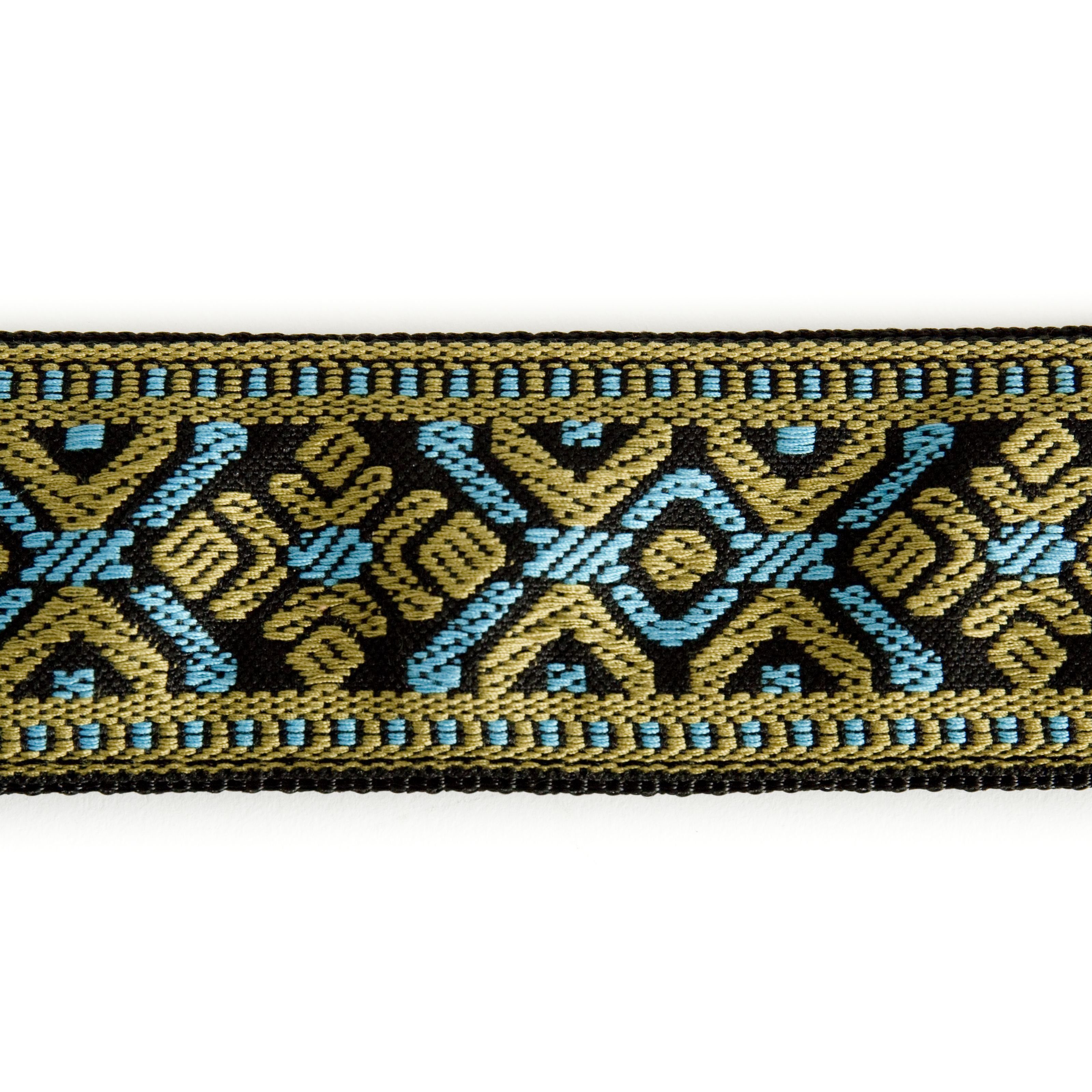 FAME Gitarrengurt, Weave Series, Baroque Pattern, Blue/Gold