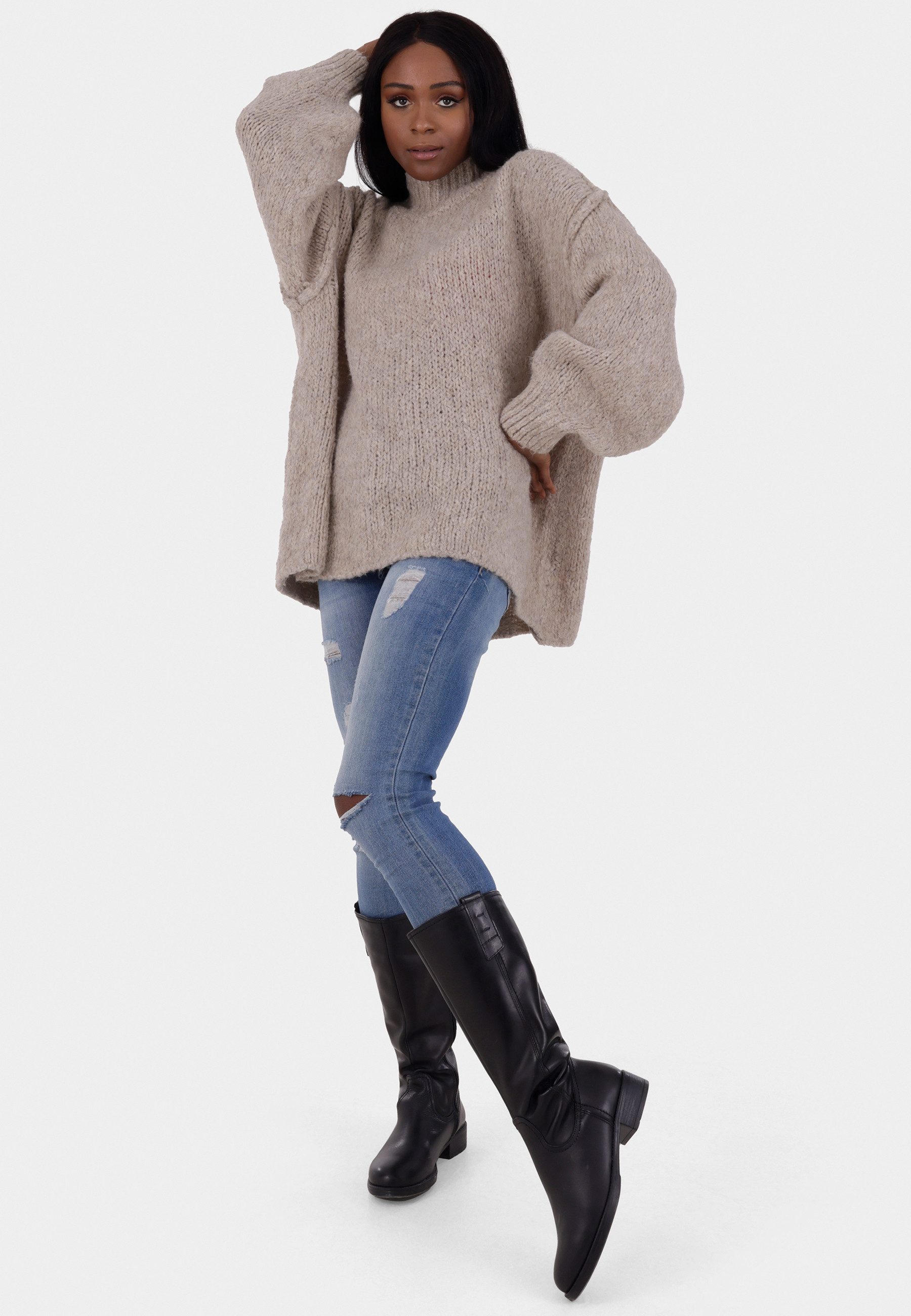 YC Fashion & Style Strickpullover Oversized Strickpullover mit Stehkragen Basic