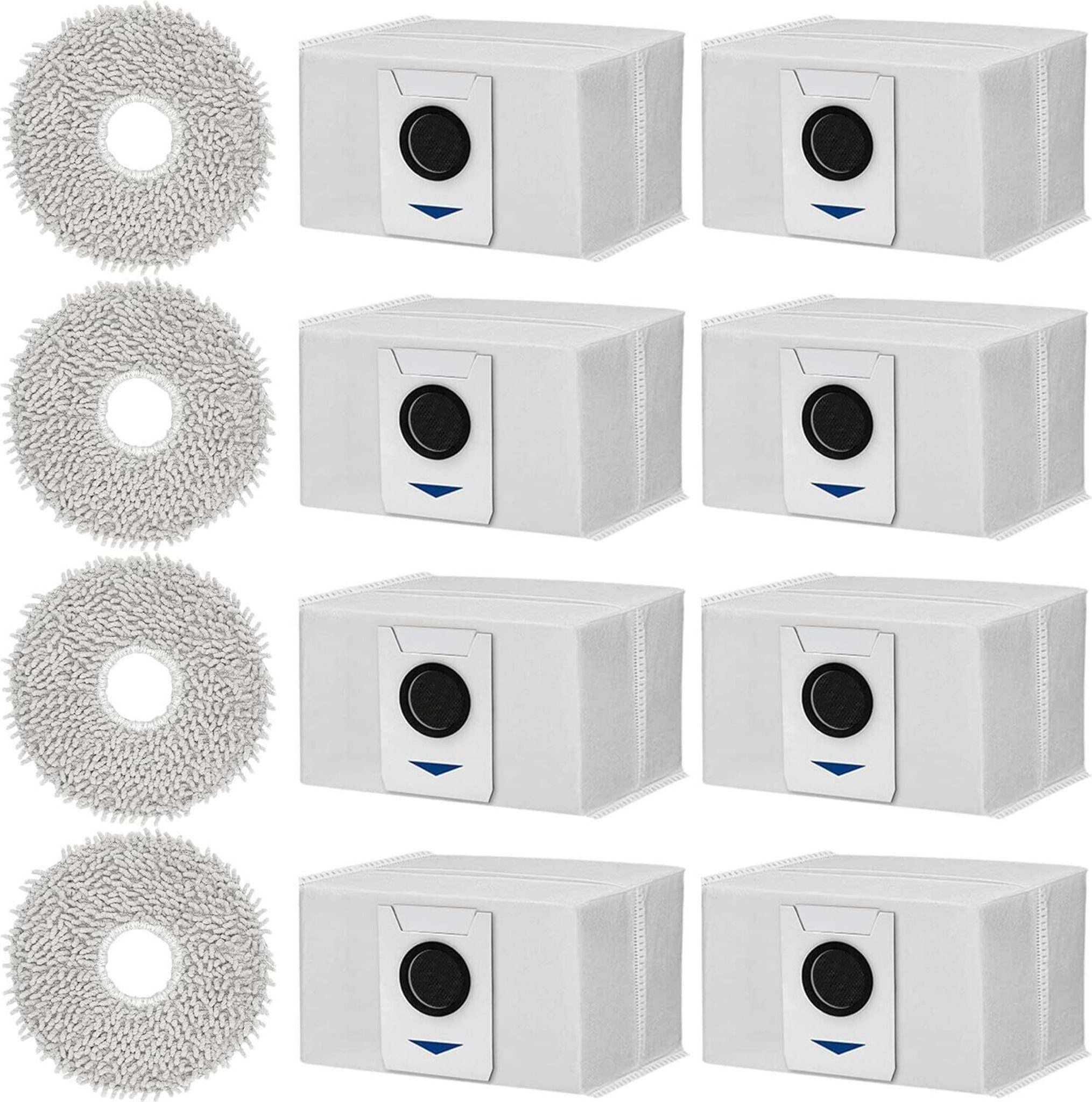 FELIXLEO Nass-Trocken-Saugroboter Zubehörset für Ecovacs Deebot T20 X1 Omni 8 Staubbeutel 4 Mopp
