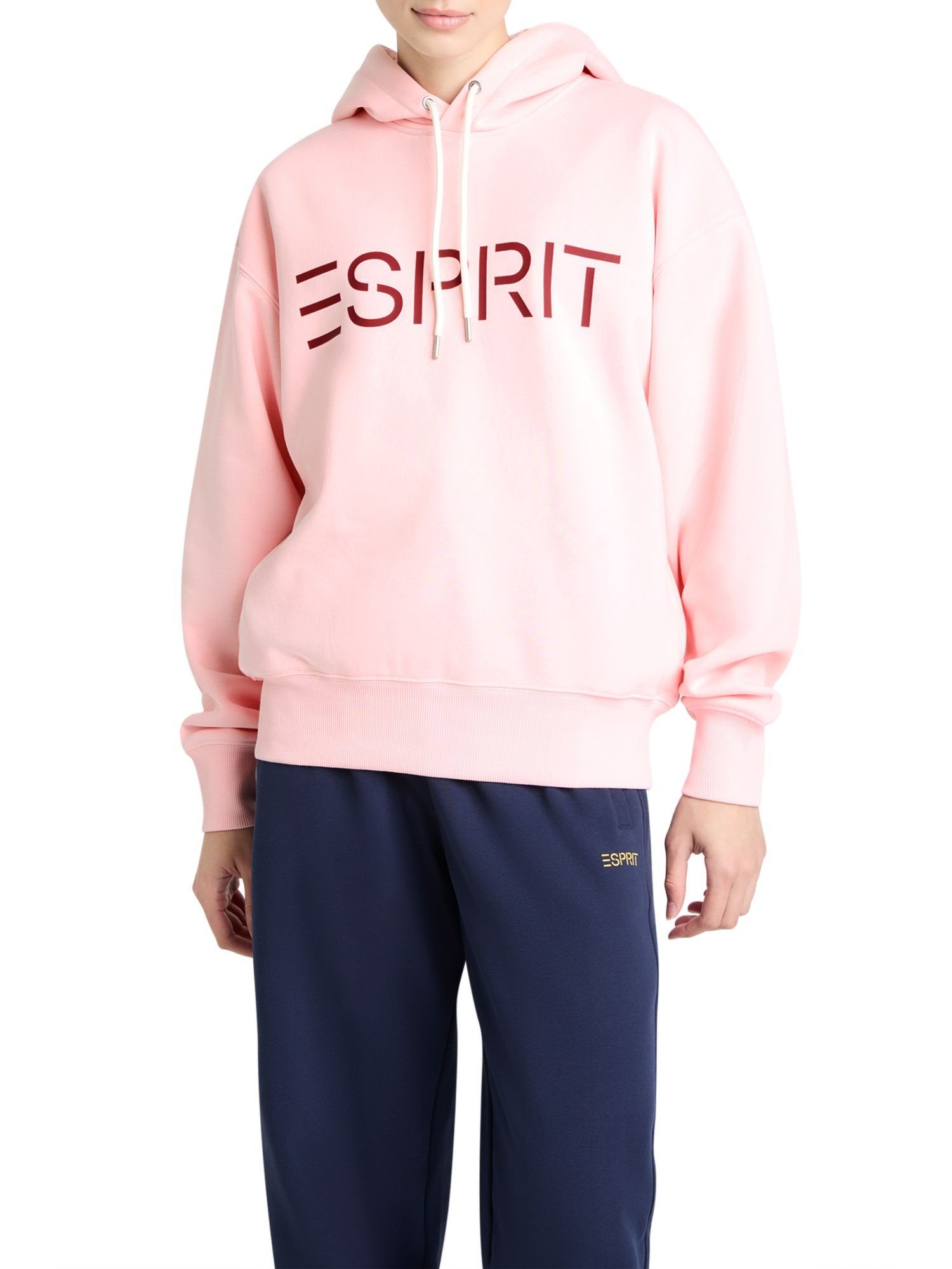 Sweatshirt LIGHT Fleece-Hoodie Logo PINK Esprit (1-tlg) mit Unisex