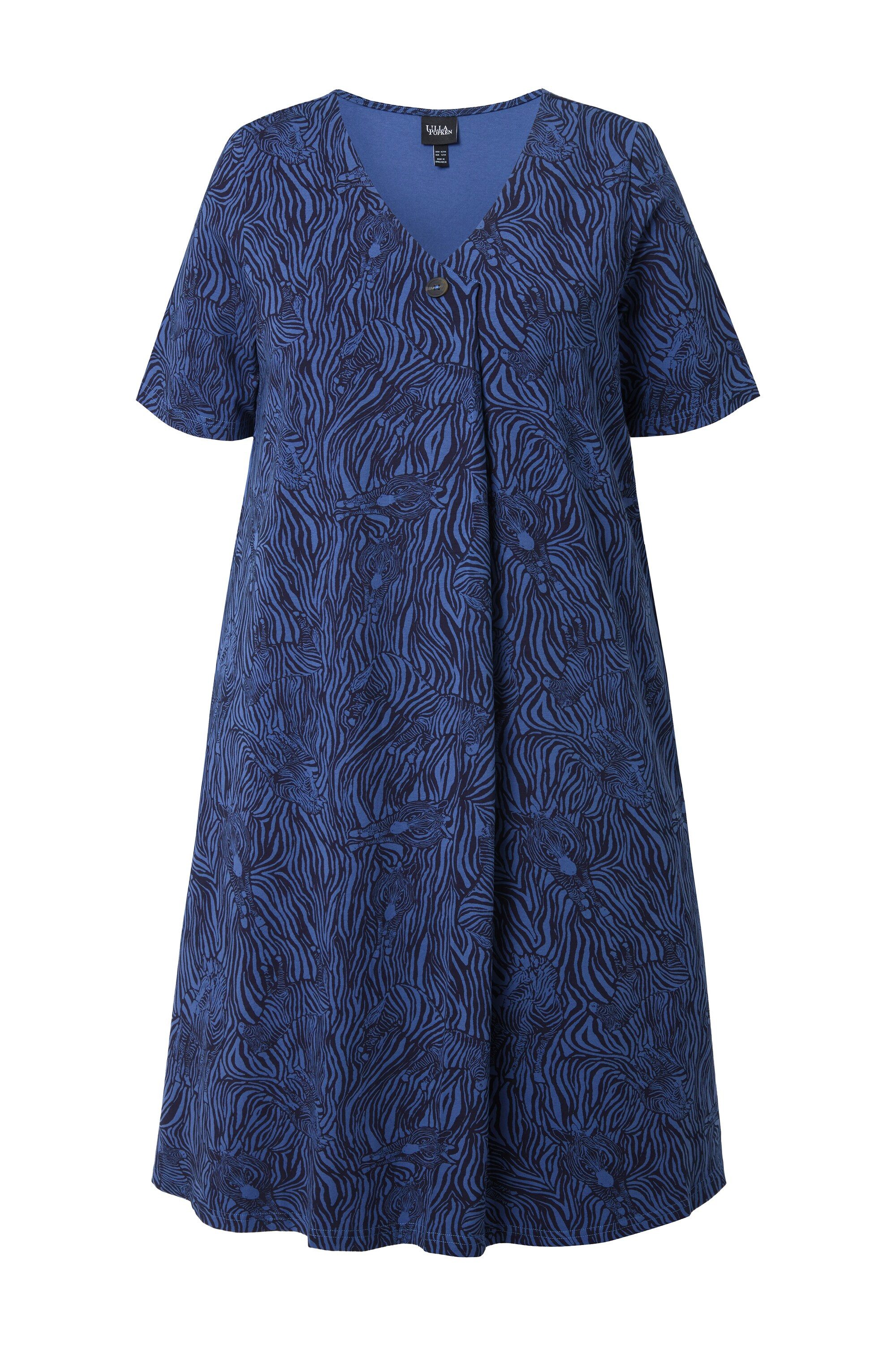 Maxikleid Kleid Animalmuster A-Linie V-Ausschnitt Halbarm