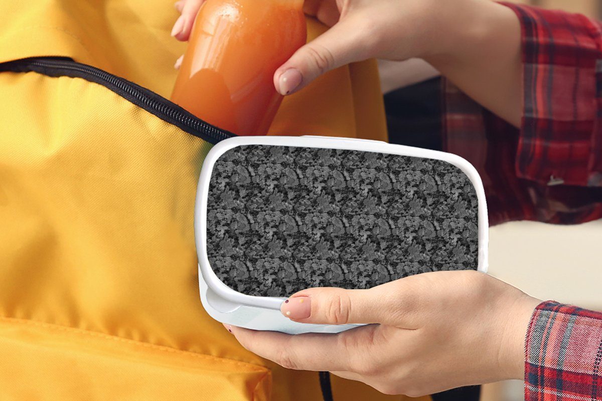 MuchoWow Lunchbox Textur - Kinder Jungs Kunststoff, (2-tlg), - Erwachsene, und für Brotdose, weiß Mädchen und für Muster, Brotbox Granit