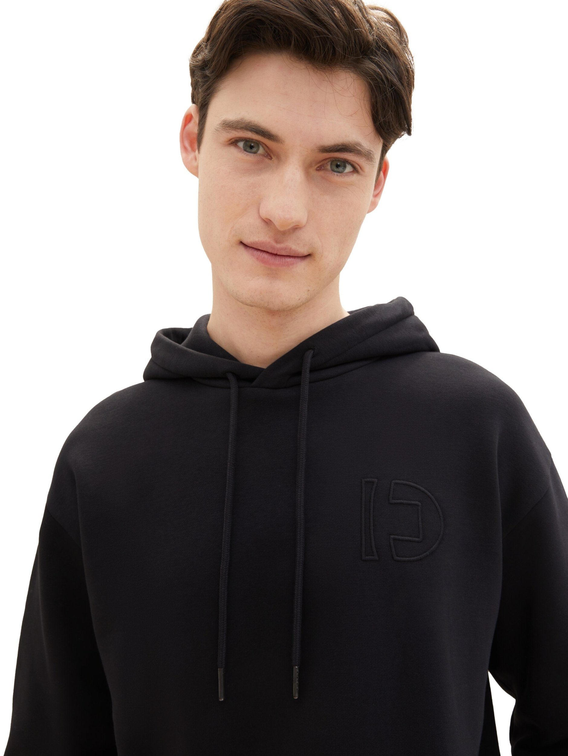 Denim Sweatshirt TOM Black hoodie with TAILOR embroidery