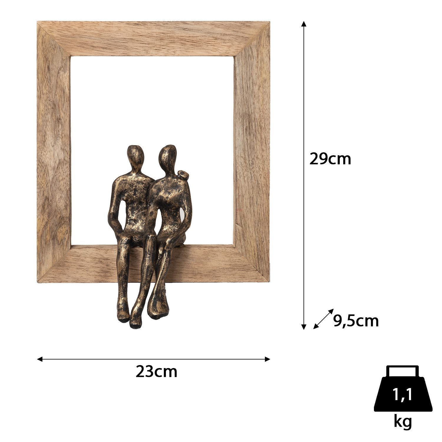 Moritz Skulptur Gemeinsam Was Kommt 22 x 3 x 25 cm, Holz, Tischdeko, Fensterdeko, Wanddeko, Holzdeko, Weihnachtsdeko
