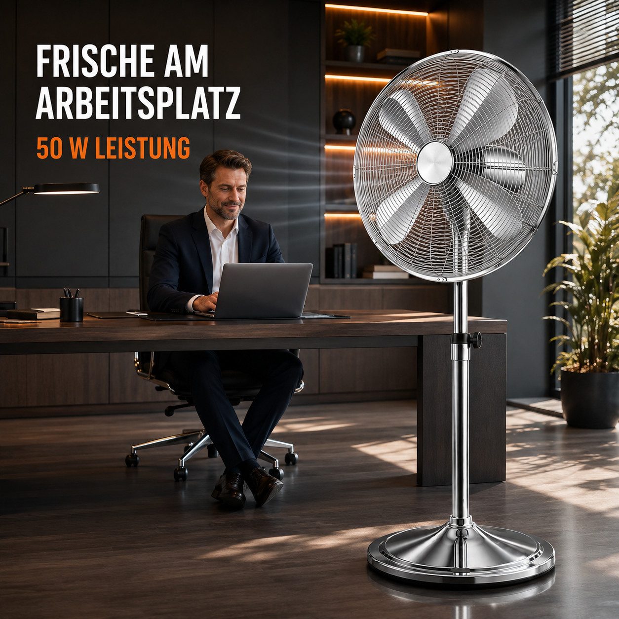 Ertex Standventilator Standventilator EDELSTAHL Ventilator Kühler 50W Standventilator 120cm