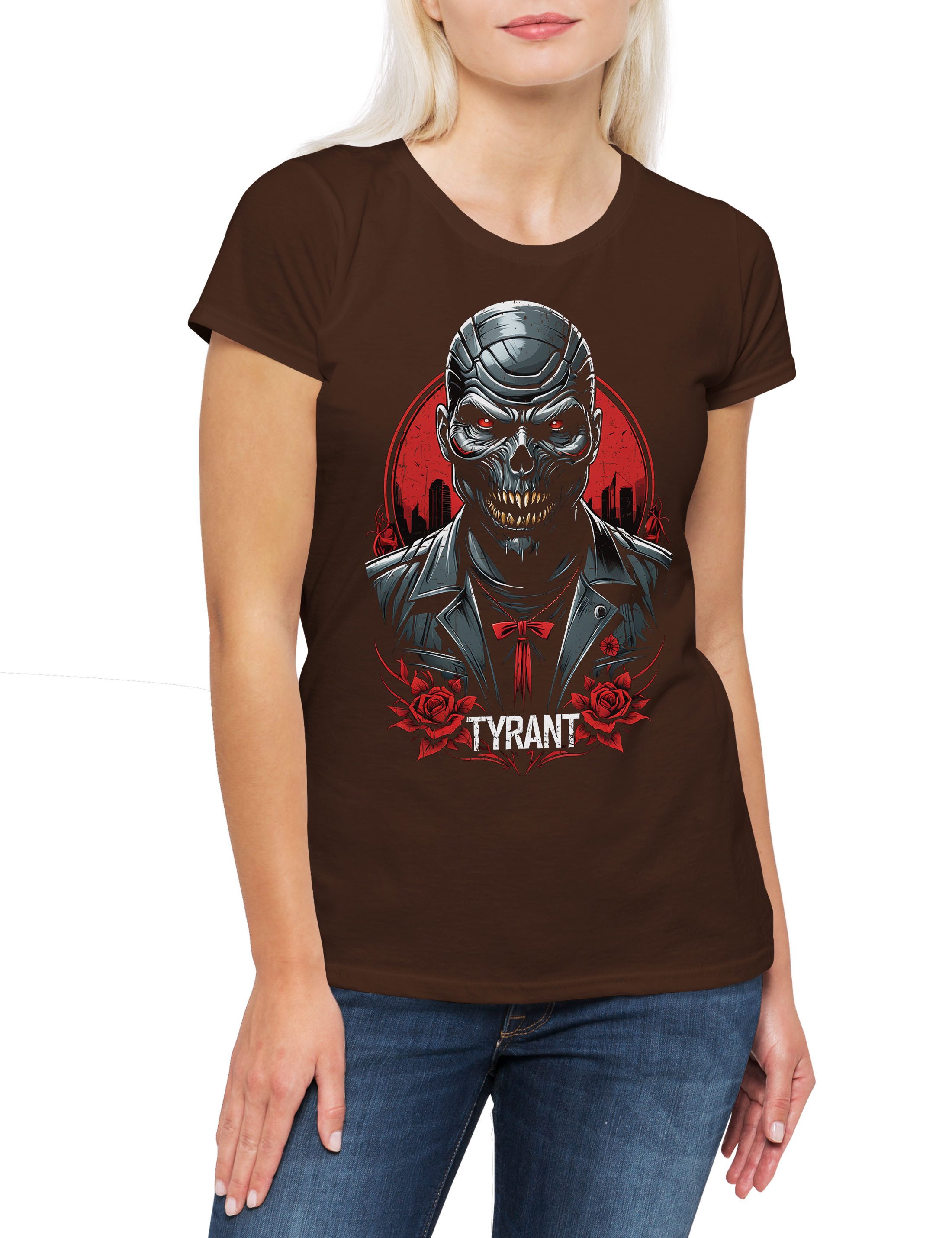 Print-Shirt Oldschool Tyrant Damen T-Shirt Evil Horror Racoon Resident City