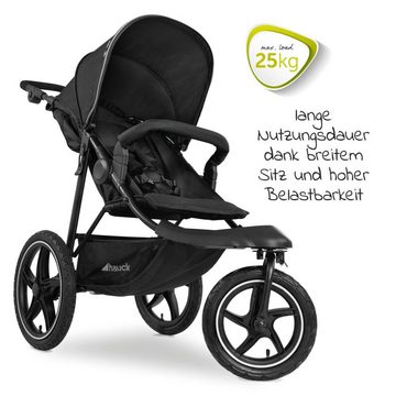 Hauck Kinder-Buggy Runner 2 - Black, (3-tlg), Sportwagen mit Liegeposition, Luftreifen, Regenschutz höhenverstellbar