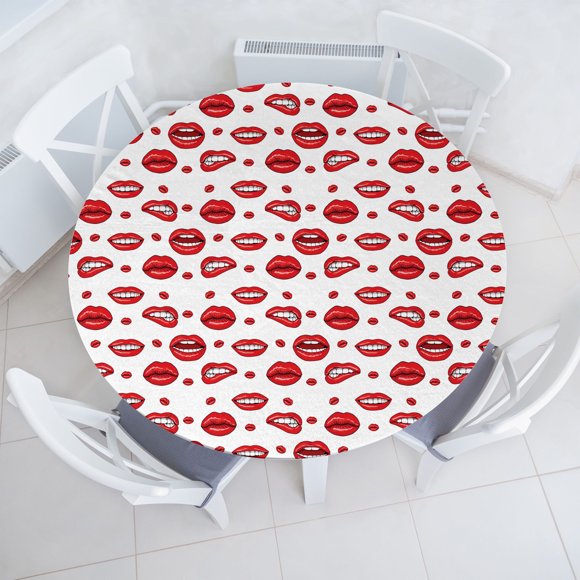 Abakuhaus Tischdecke Rundum-elastische Stofftischdecke, rot Frau Lippen mit Gestures