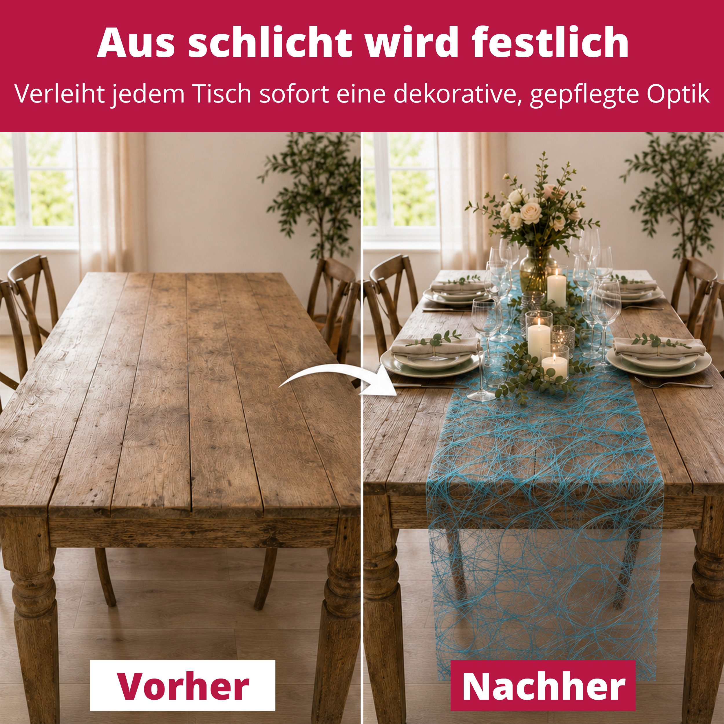 DecoHomeTextil Heimtextilmanufaktur Tischläufer Deco Netz Tischband Dekoration Dekor Breite 30cm Farbe+Länge wählbar – Bild 5 von 5