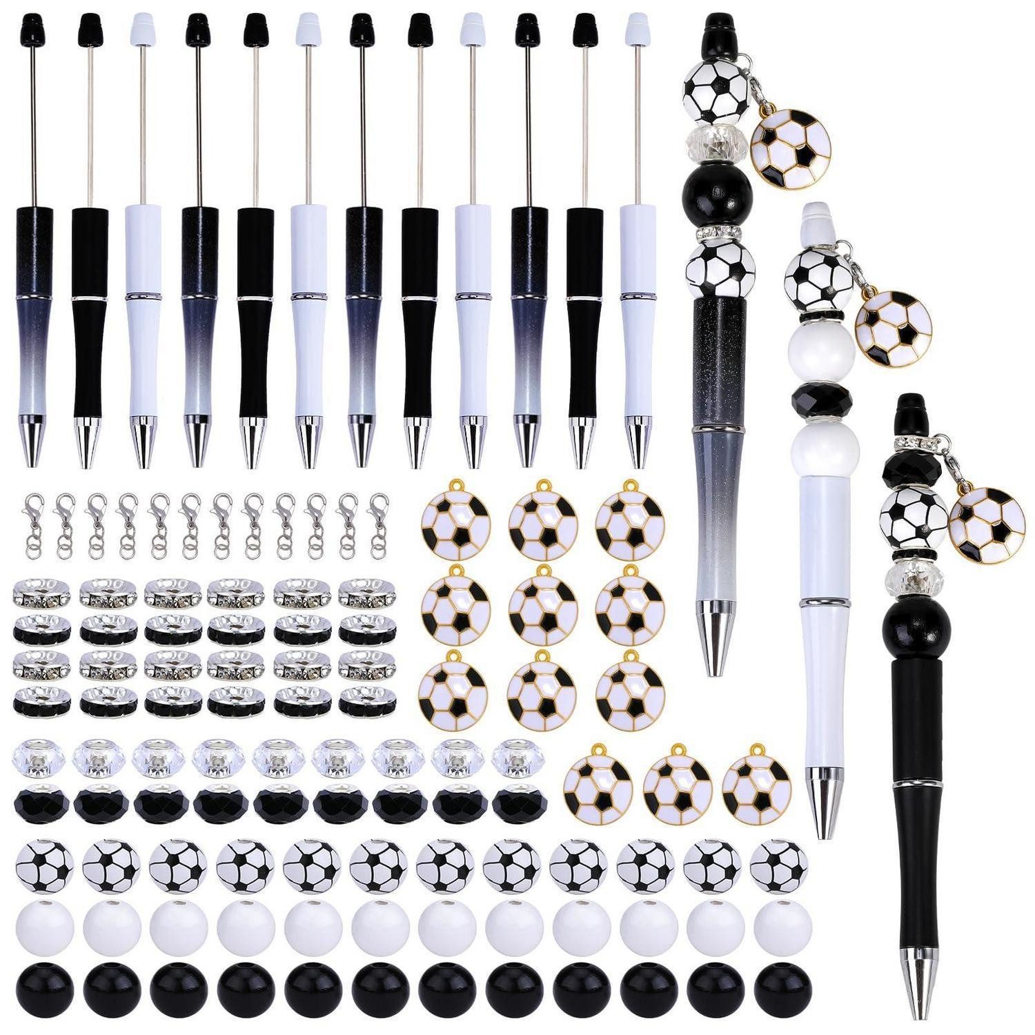 LuxusKollektion Kugelschreiber Perlenstift Set 12 Stk. Fußball Anhänger DIY