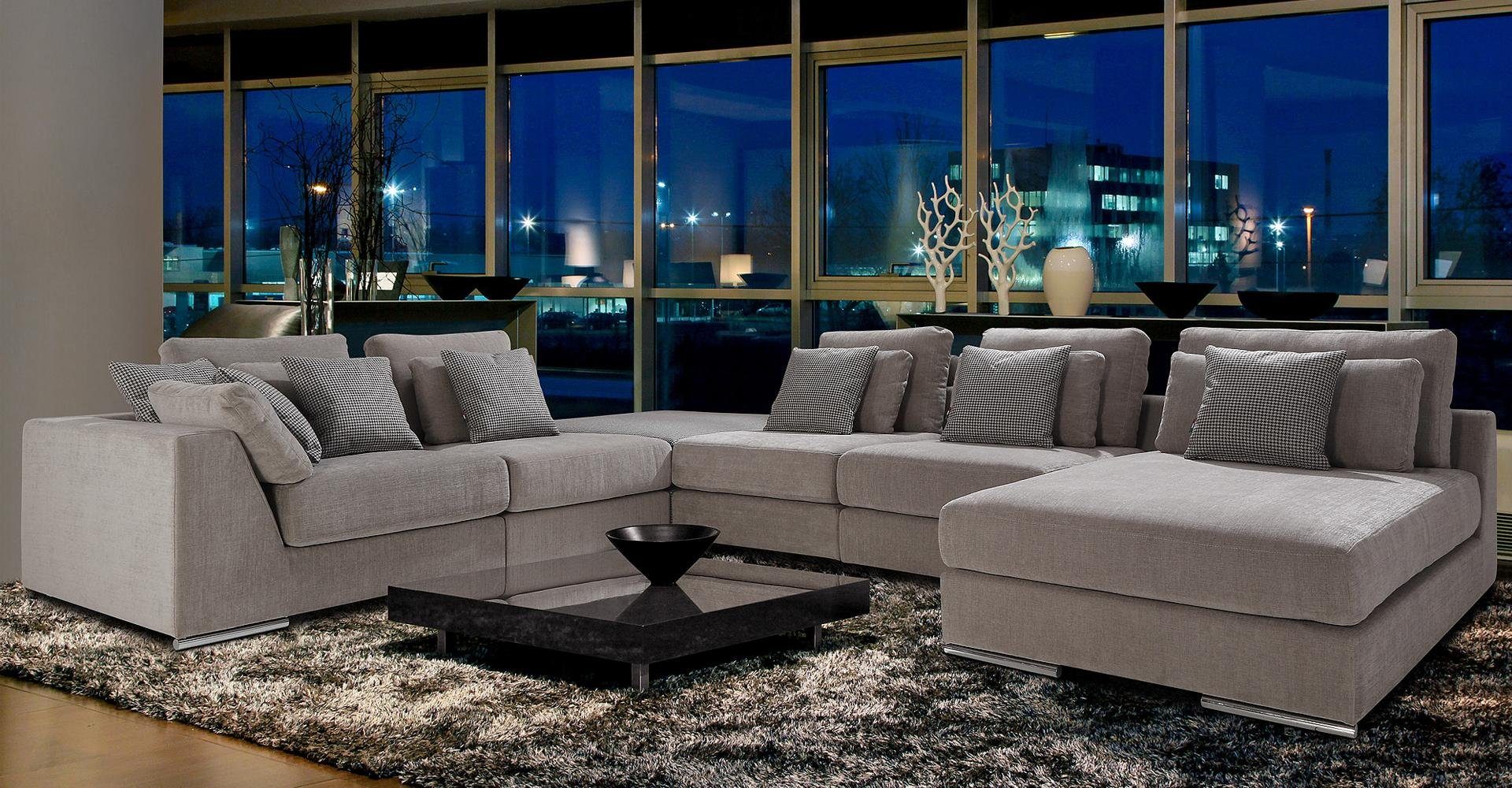 JVmoebel Ecksofa Ecksofa Grau Couch U-Form Design, Wohnlandschaft in Stoff Made Europe Sofa