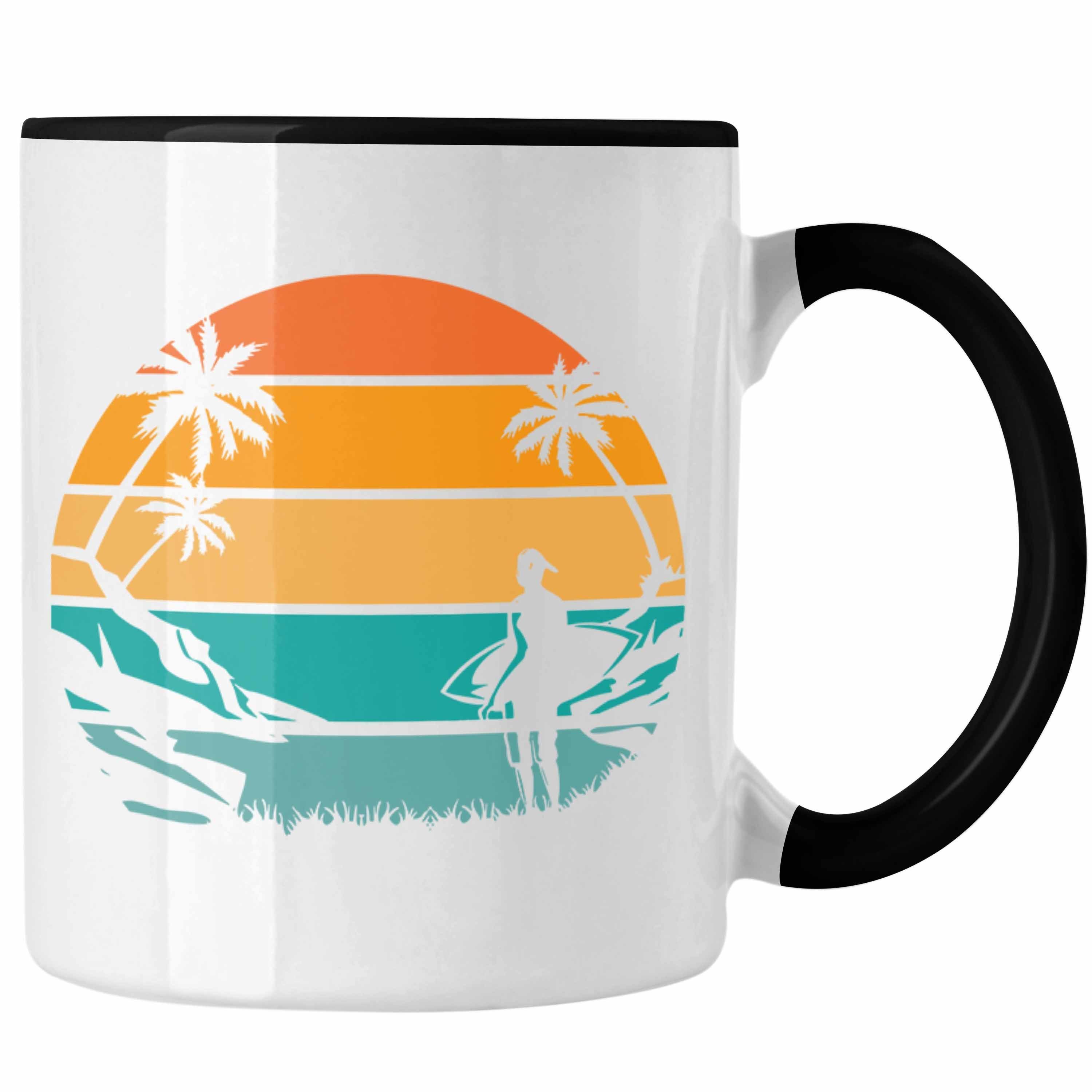 Geschenk Tasse Schwarz Geburtstag Tasse Surfer Trendation Surfing Surfer Look Trendation Retro - Geschenkidee für