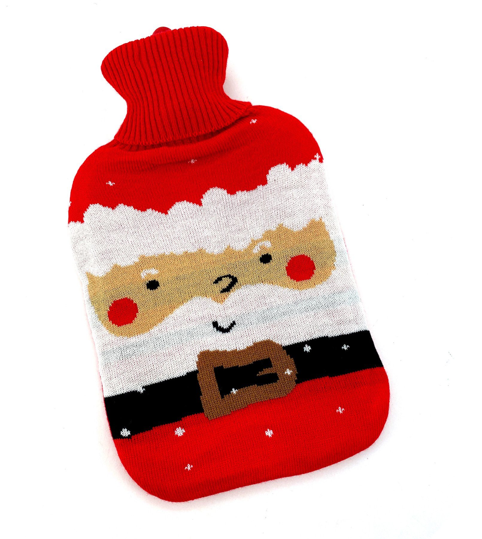 Wärmekissen waschbar heimtexland Weihnachten Strick Soft Doppellamellen Bezug Weihnachtsmann I Wärmeflasche (Typ857), Naturkautschuk Wärmflasche Geschenk,