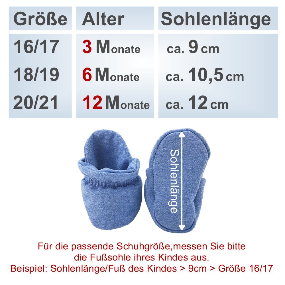 JOLLAA Baby Bootie Krabbelschuh superweich, Europe Größen, BLUE 3 federleicht, Made Krabbelschuhe, Baumwolle, in