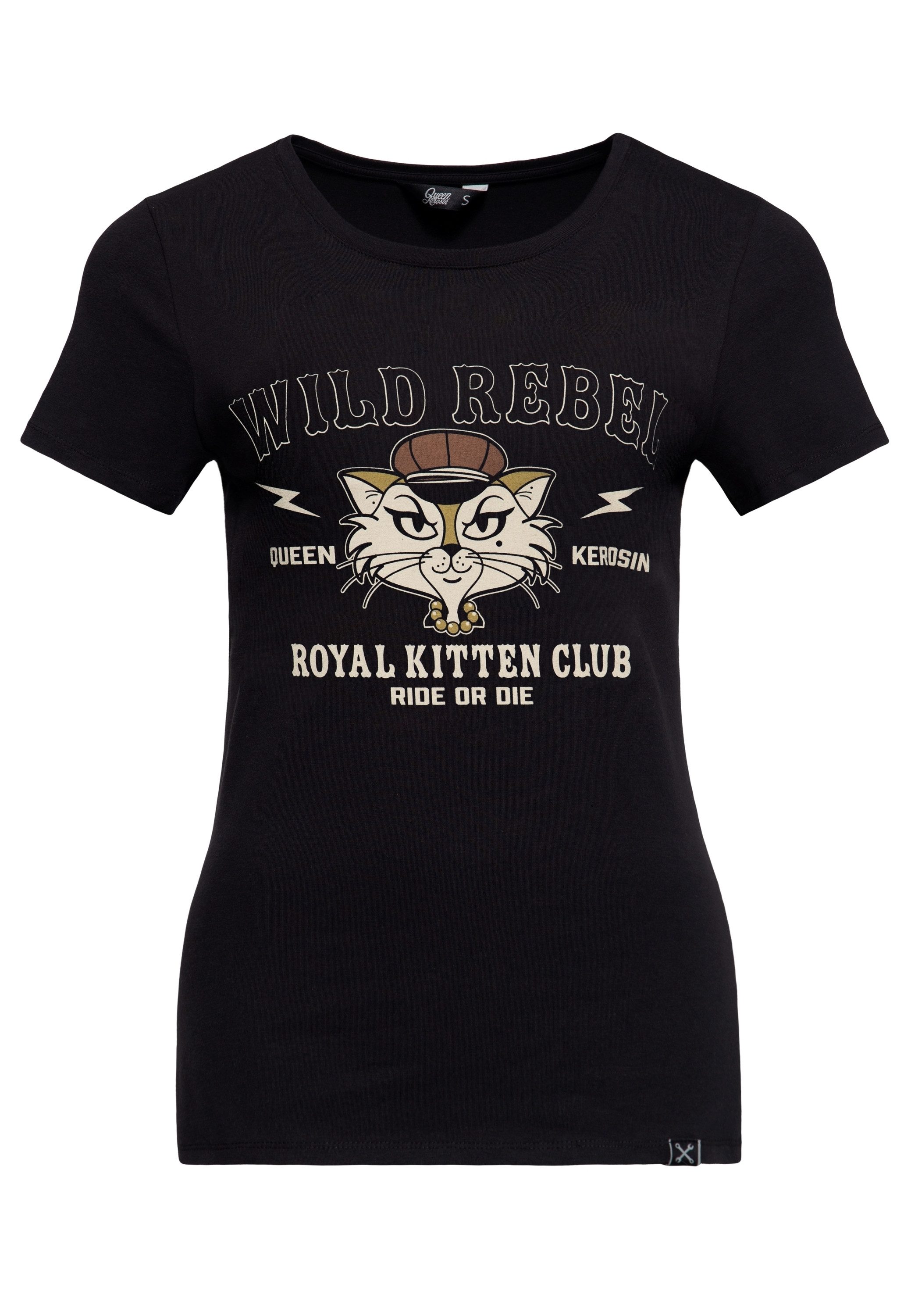 QueenKerosin Print-Shirt Royal Kitten Club (1-tlg) mit Katzen-Artwork