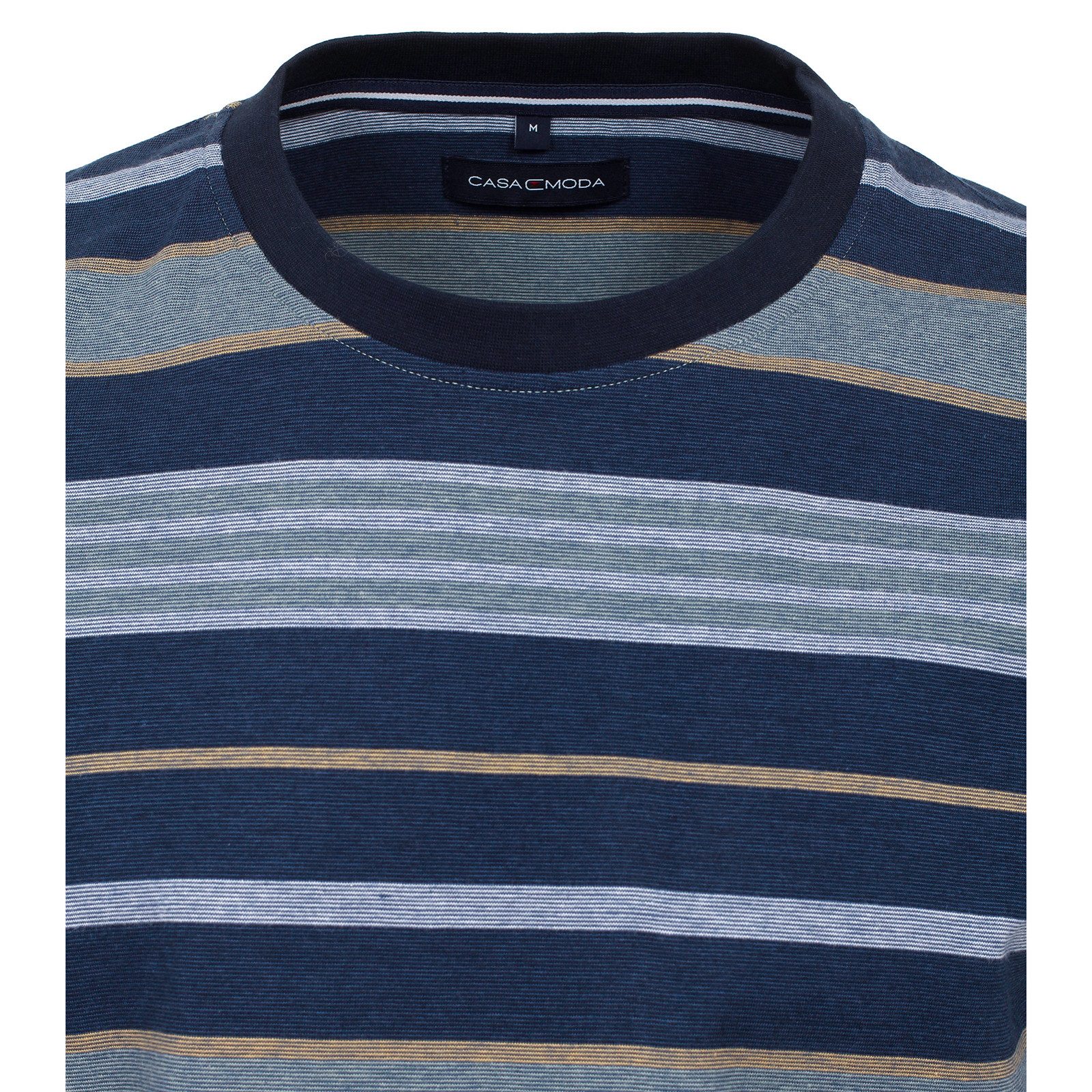 CASAMODA Rundhalsshirt CasaModa XXL T-Shirt grün-blau-gelb Melangestreifen günstig online kaufen