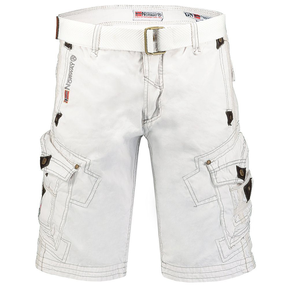 Alle Artikel sind im Angebot! Geographical Norway Herren Mit weis 1-tlg) kurze Hose BRPEANUT Gürtel Cargoshorts (Packung