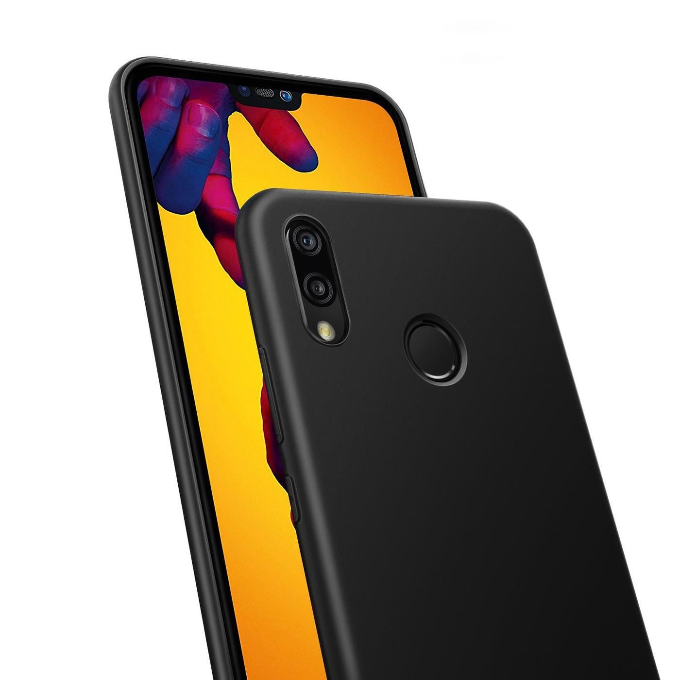 CoolGadget Handyhülle Black Series Handy Hülle für Huawei P20 Lite 5,8 Zoll, Edle Silikon Schlicht Robust Schutzhülle für Huawei P20 Lite Hülle