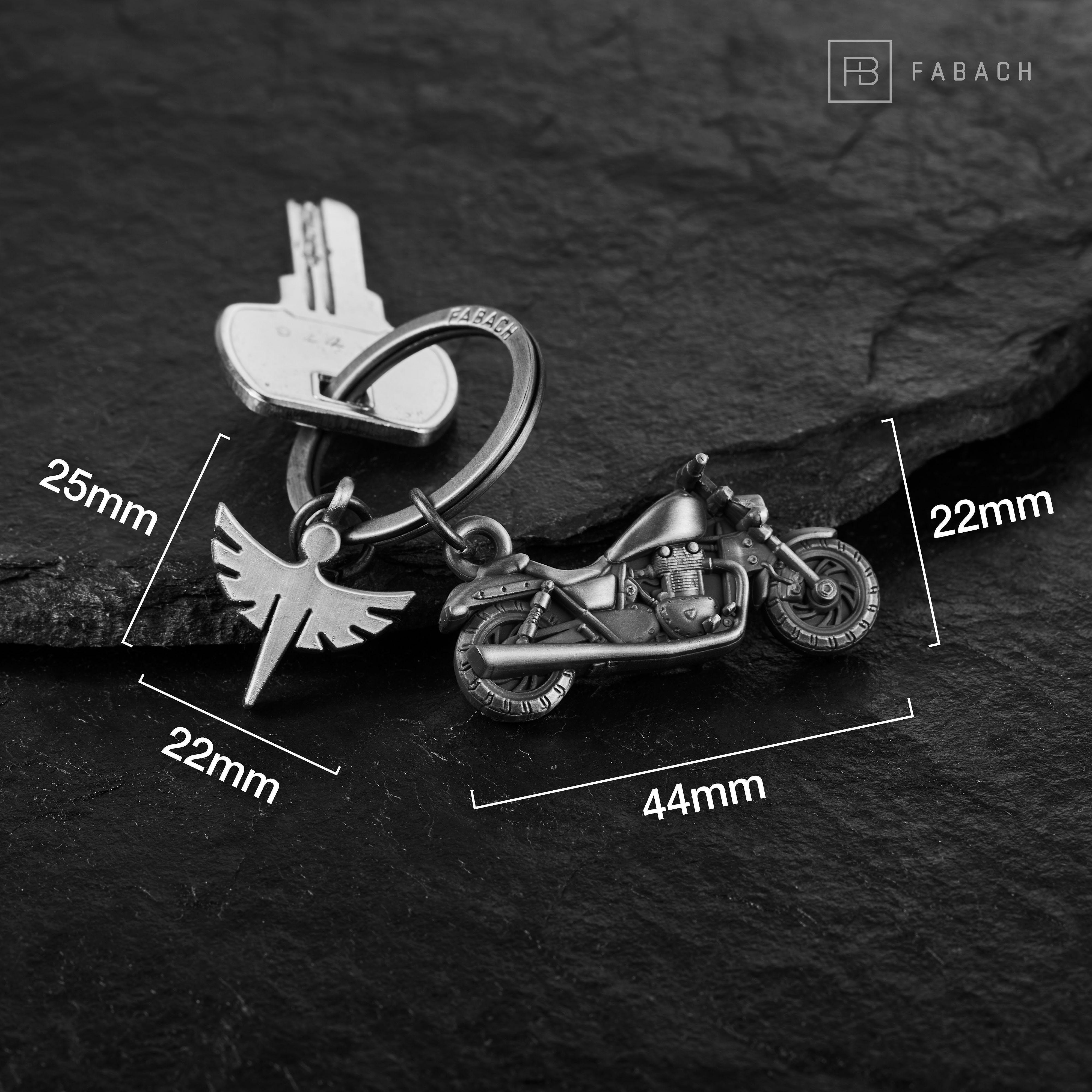 FABACH Schlüsselanhänger Chopper Motorrad mit Schutzengel - Engel Glücksbringer Motorradfahrer – Bild 4 von 5