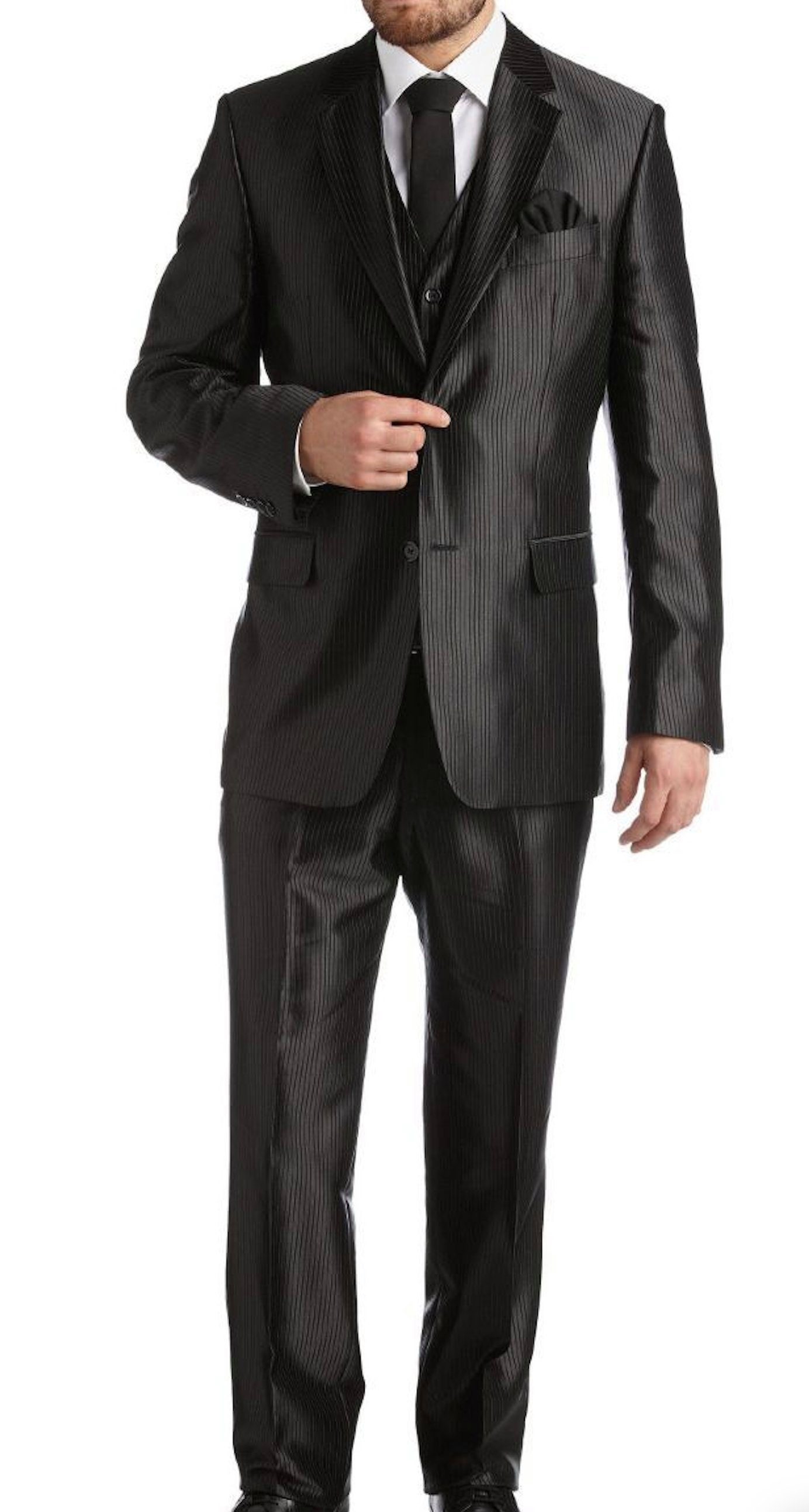 Keskin Collection Anzug StrukturBlau und Schwarz Schattenstreifen Set (Set, günstig online kaufen